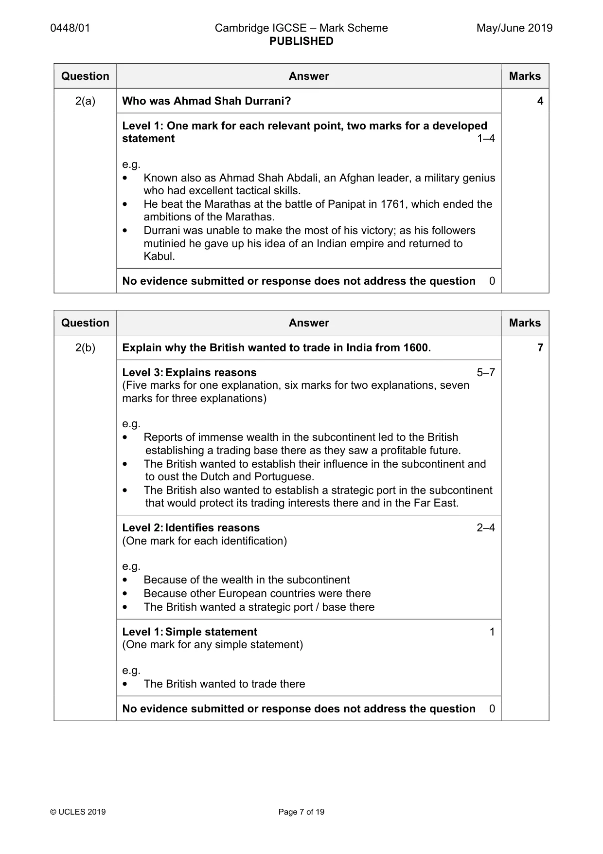 Mark scheme, page 7 of 19