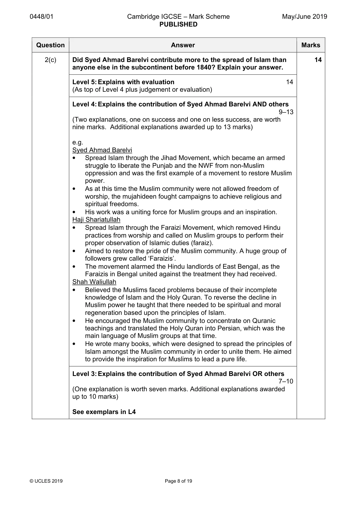 Mark scheme, page 8 of 19