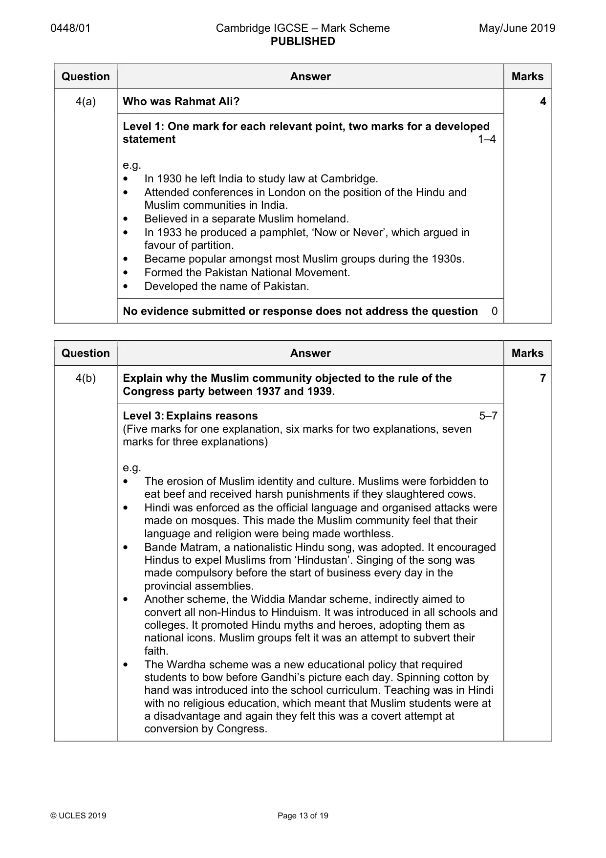 Mark scheme, page 13 of 19