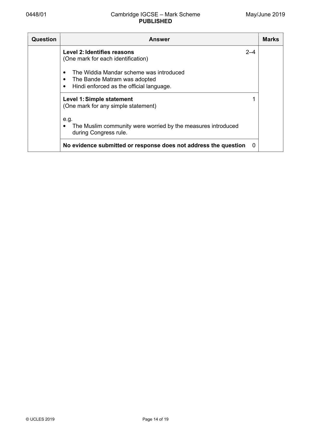 Mark scheme, page 14 of 19