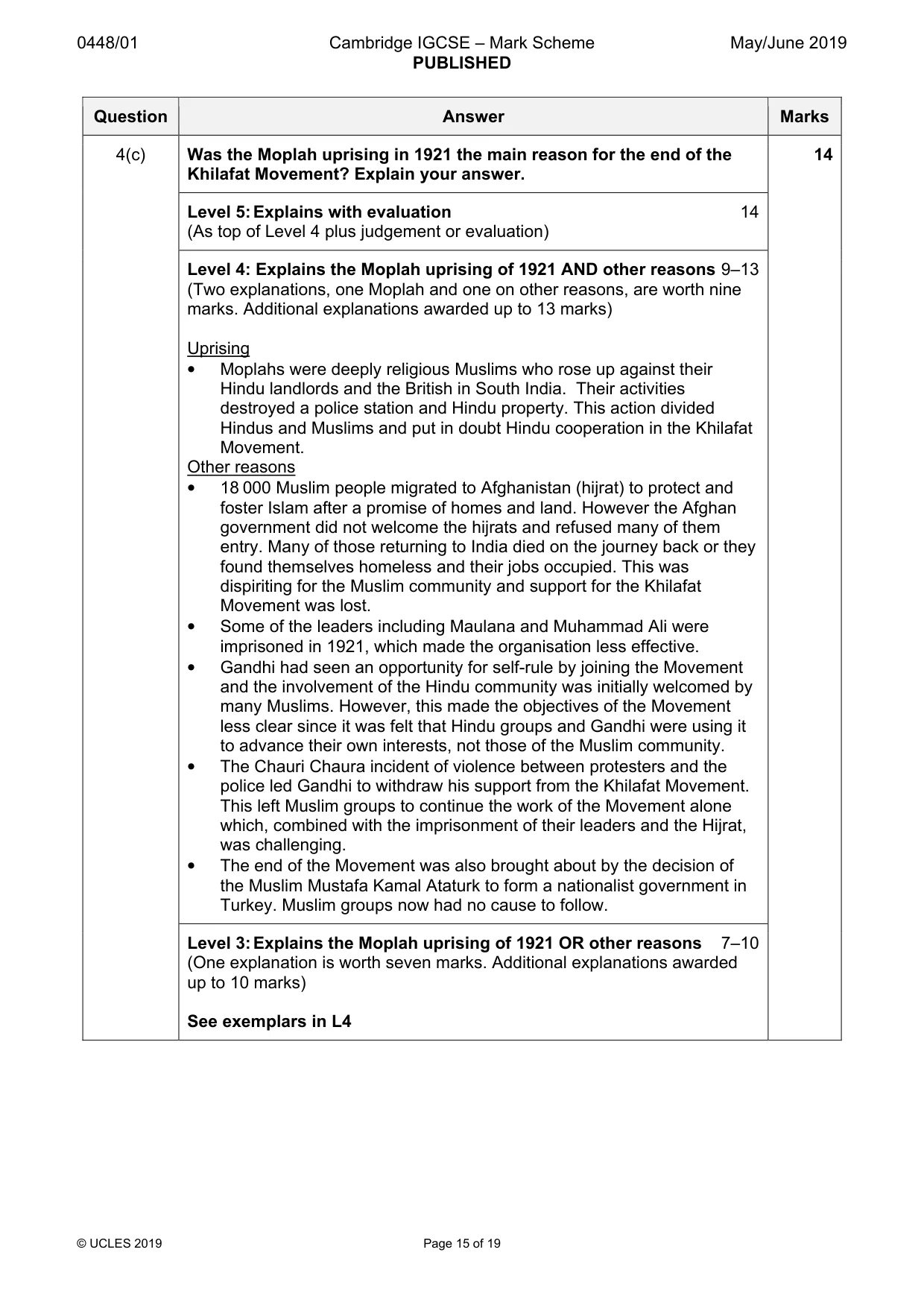 Mark scheme, page 15 of 19