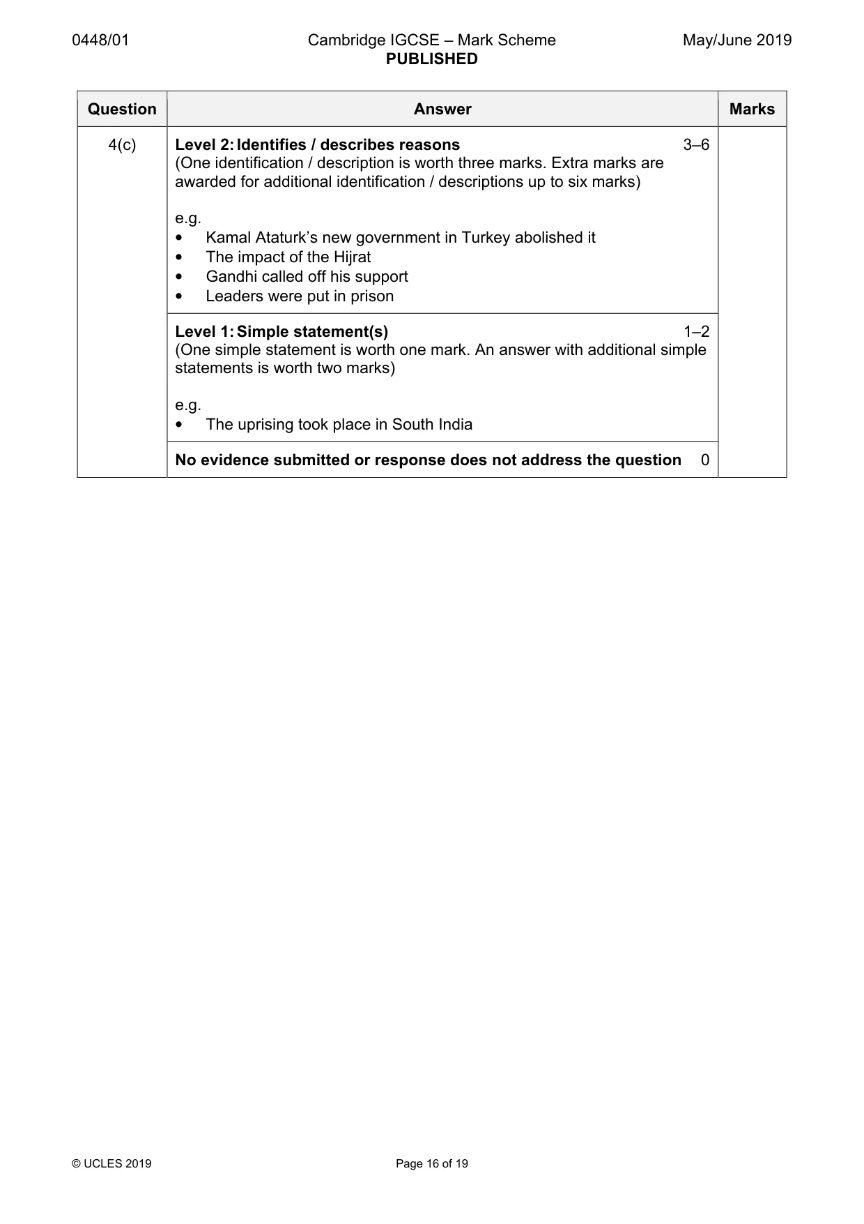 Mark scheme, page 16 of 19