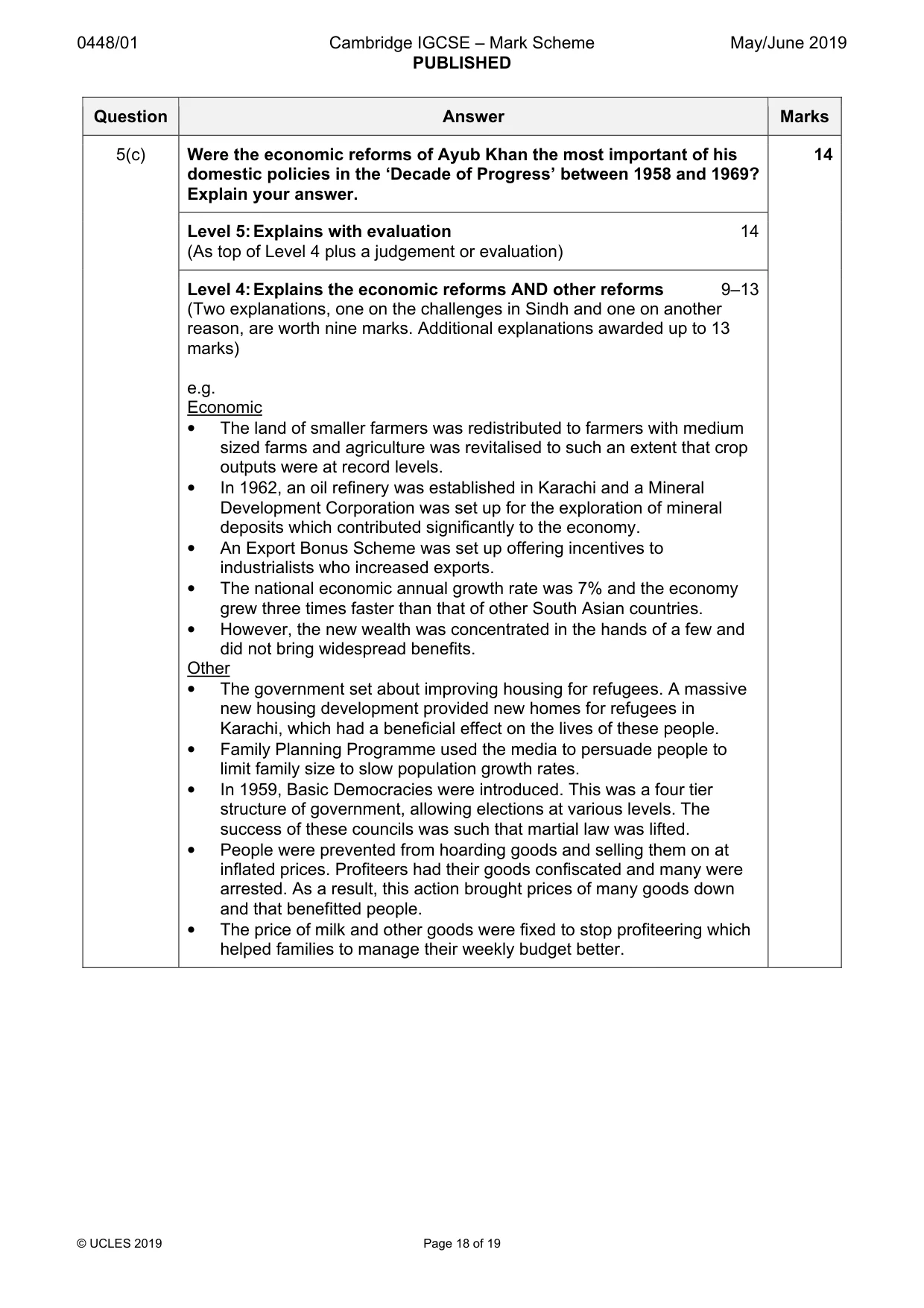 Mark scheme, page 18 of 19