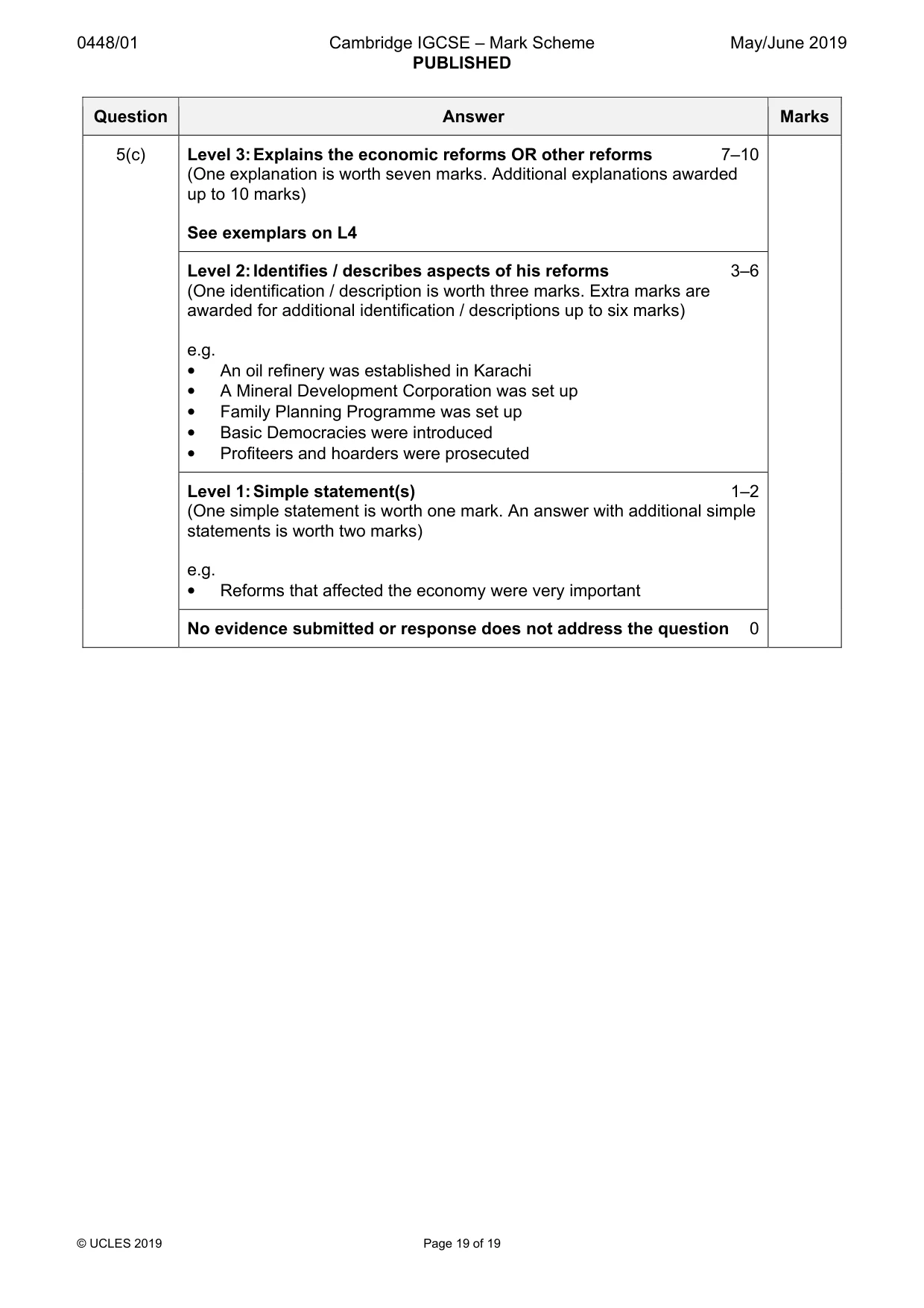 Mark scheme, page 19 of 19