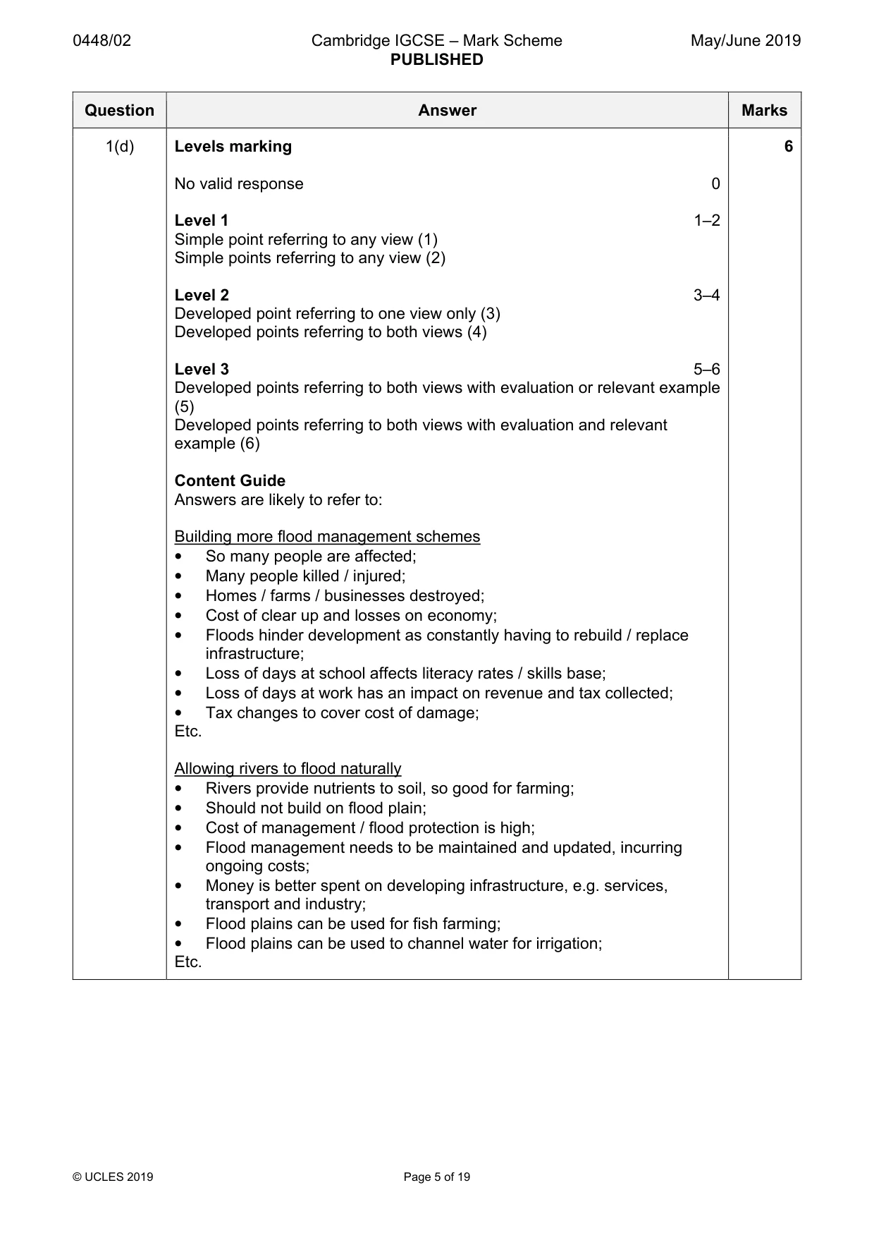 Mark scheme, page 5 of 19