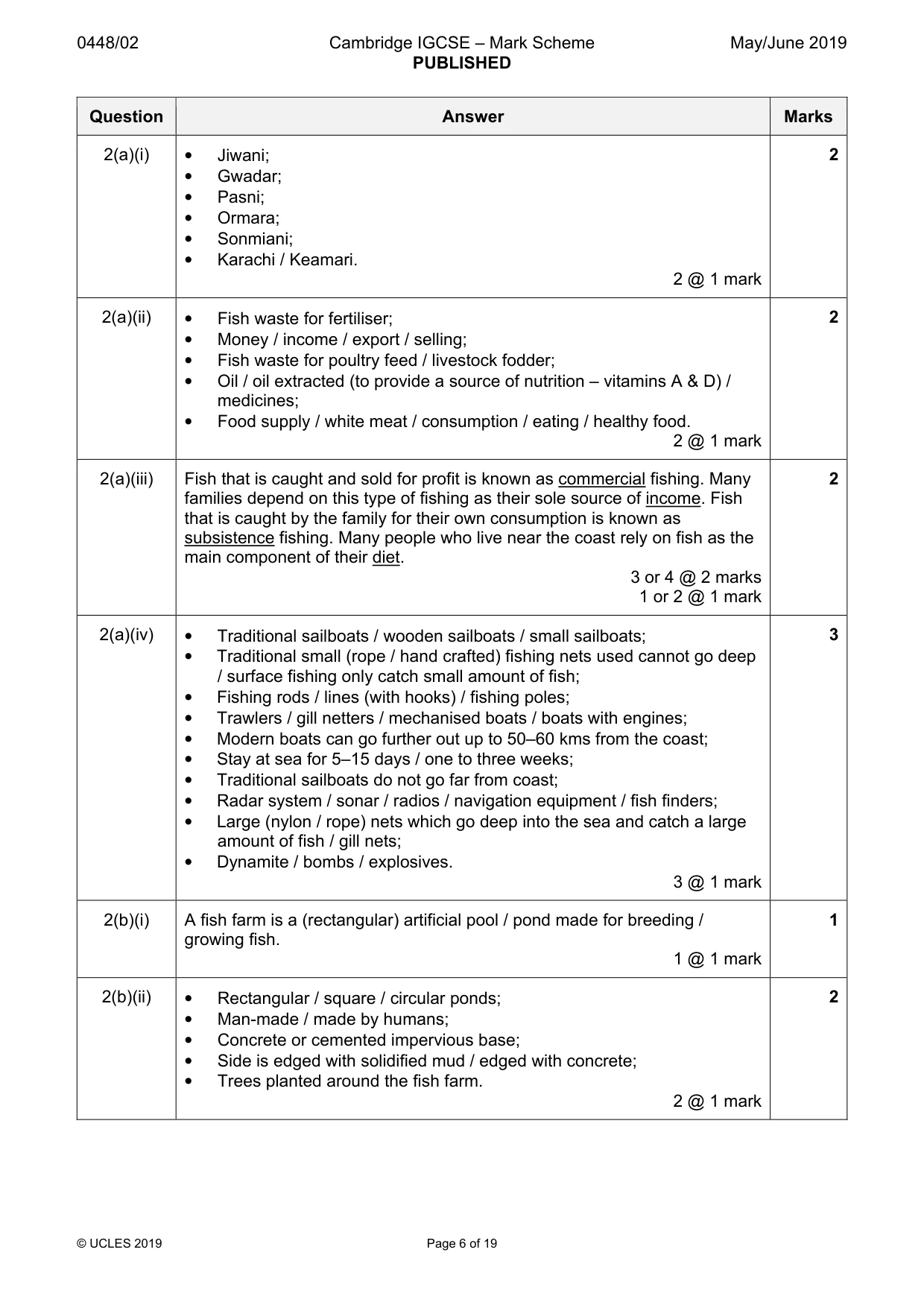 Mark scheme, page 6 of 19