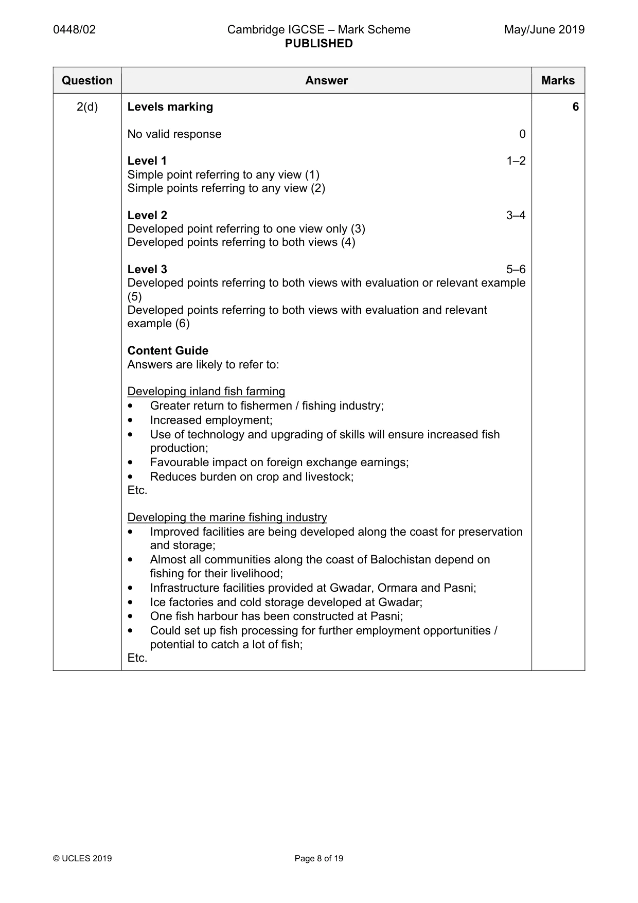 Mark scheme, page 8 of 19