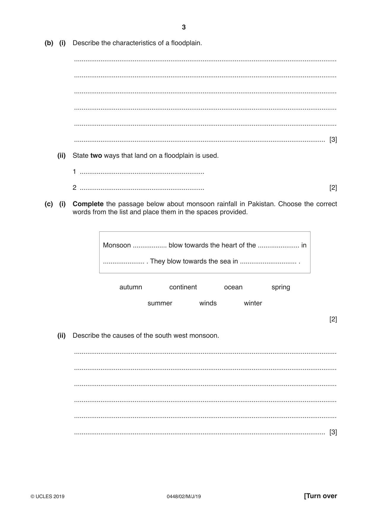 Cambridge IGCSE Pakistan Studies 0448 2019 May/June Paper 2 · Variant 1 question paper, page 3 of 24