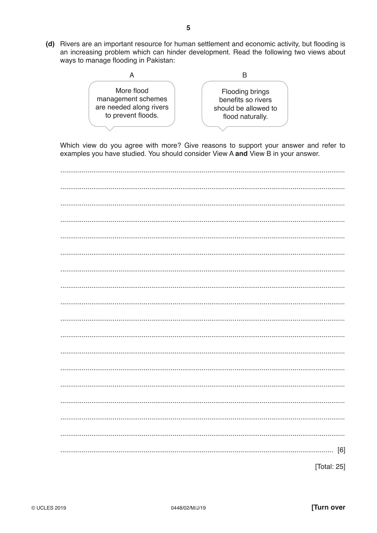 Cambridge IGCSE Pakistan Studies 0448 2019 May/June Paper 2 · Variant 1 question paper, page 5 of 24