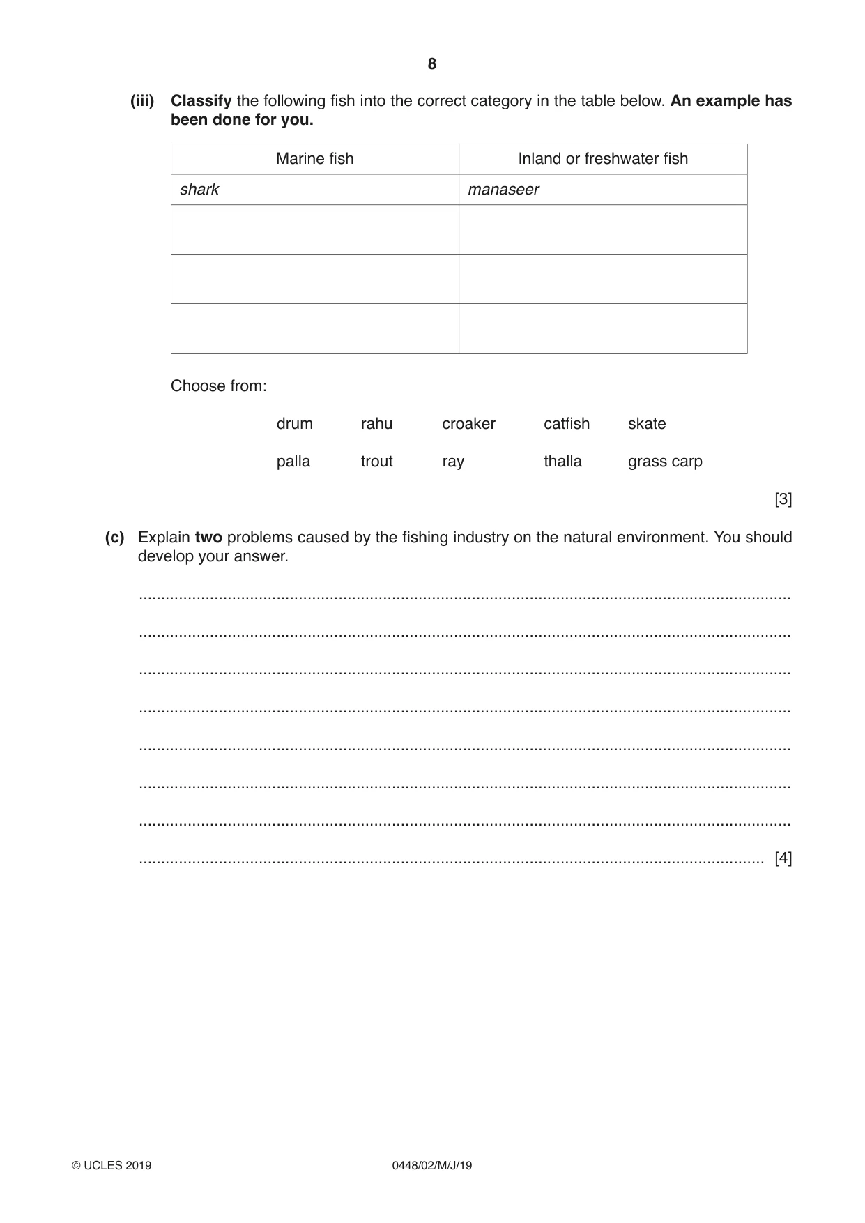 Cambridge IGCSE Pakistan Studies 0448 2019 May/June Paper 2 · Variant 1 question paper, page 8 of 24