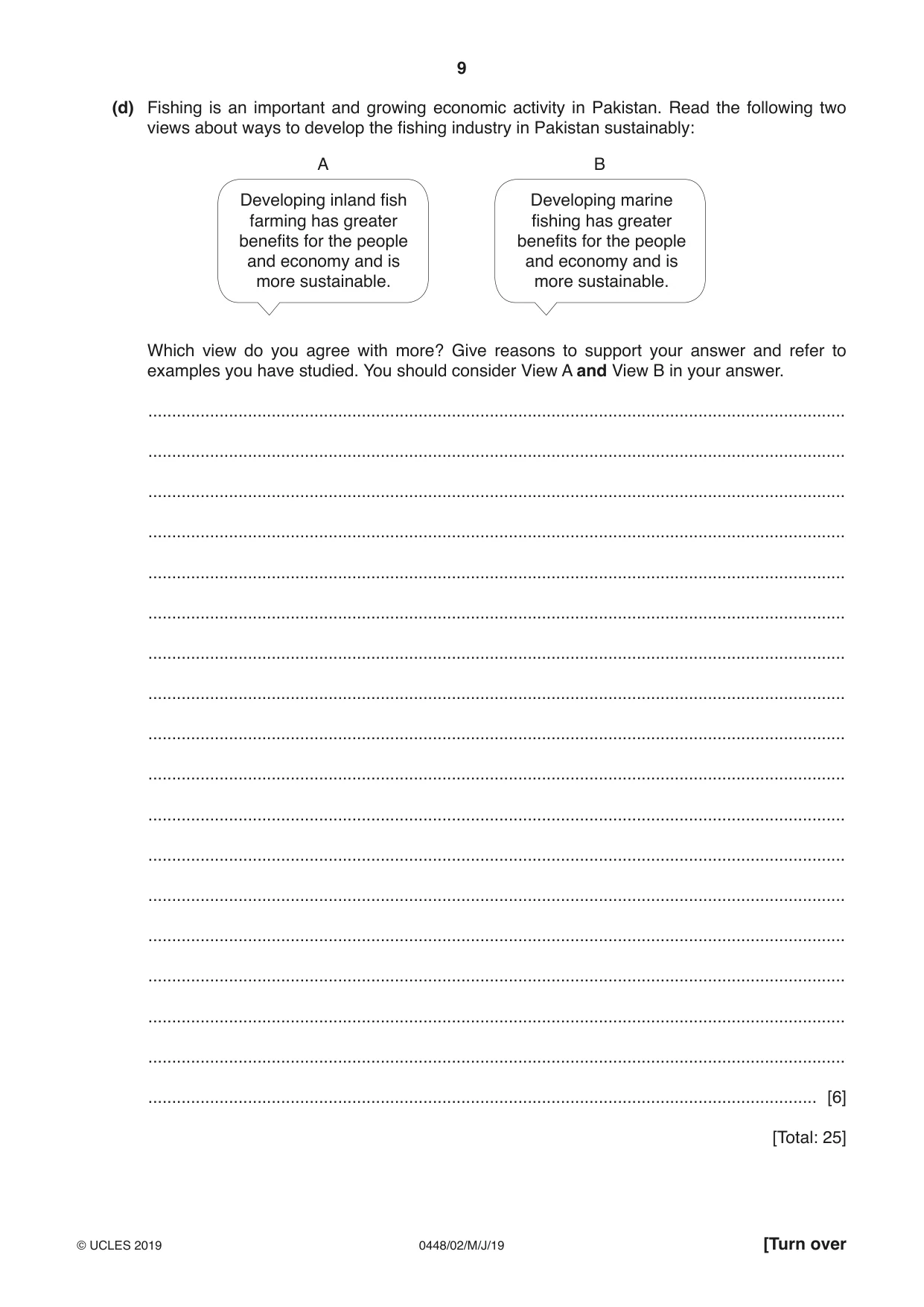 Cambridge IGCSE Pakistan Studies 0448 2019 May/June Paper 2 · Variant 1 question paper, page 9 of 24