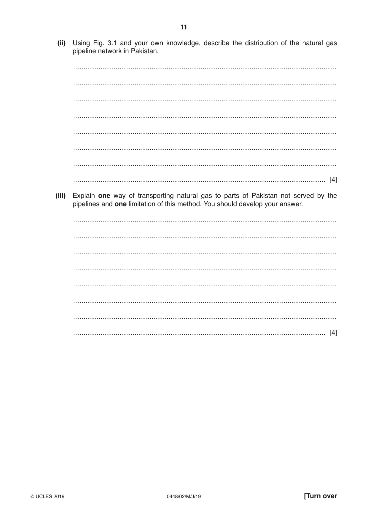 Cambridge IGCSE Pakistan Studies 0448 2019 May/June Paper 2 · Variant 1 question paper, page 11 of 24
