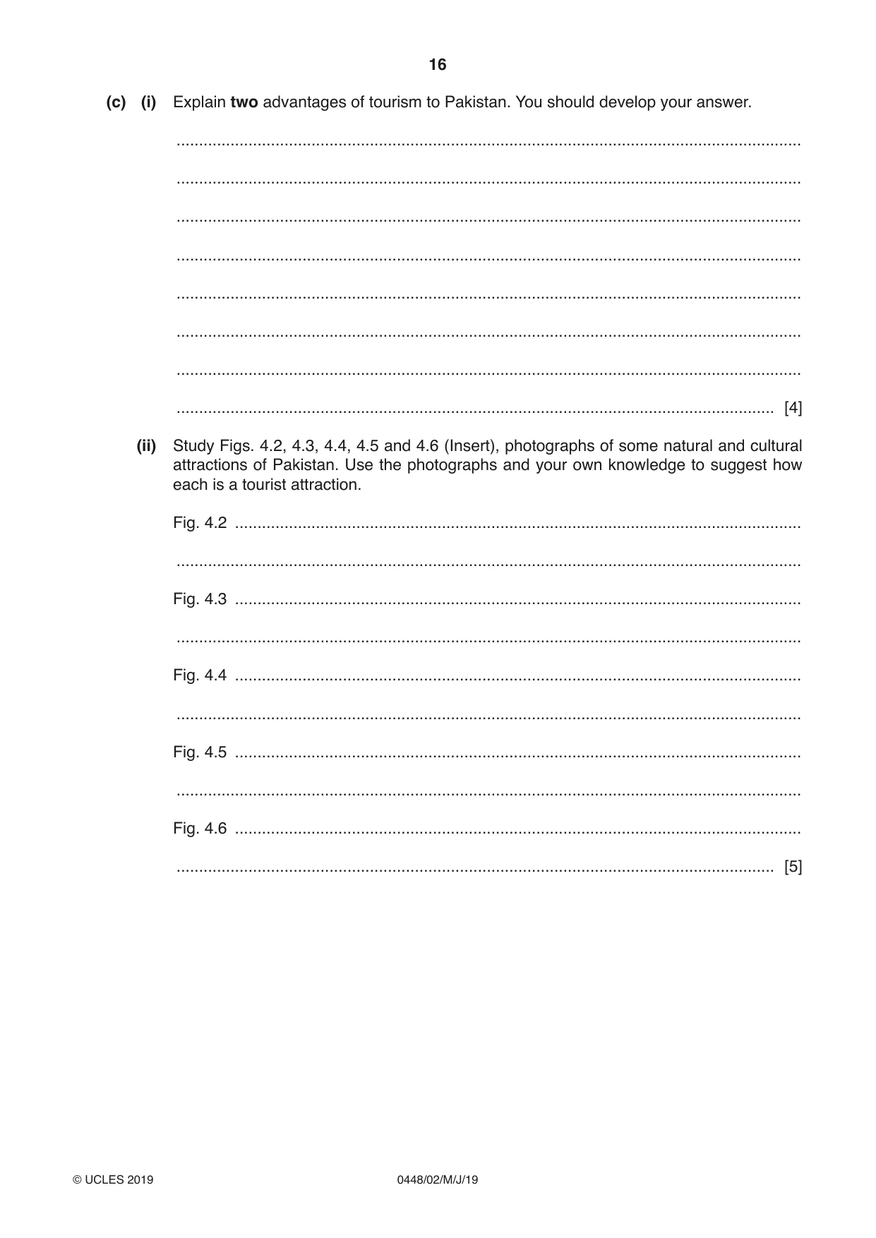 Cambridge IGCSE Pakistan Studies 0448 2019 May/June Paper 2 · Variant 1 question paper, page 16 of 24