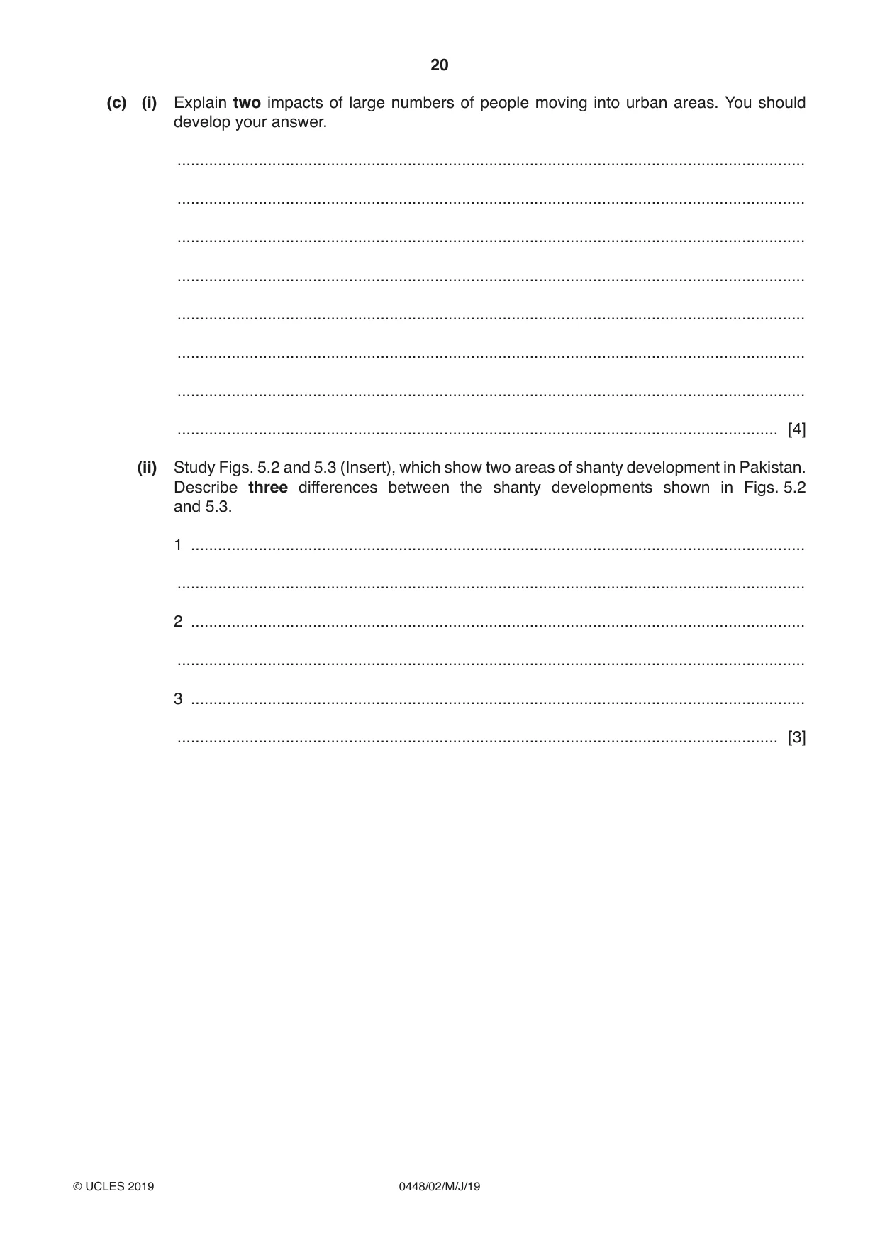 Cambridge IGCSE Pakistan Studies 0448 2019 May/June Paper 2 · Variant 1 question paper, page 20 of 24