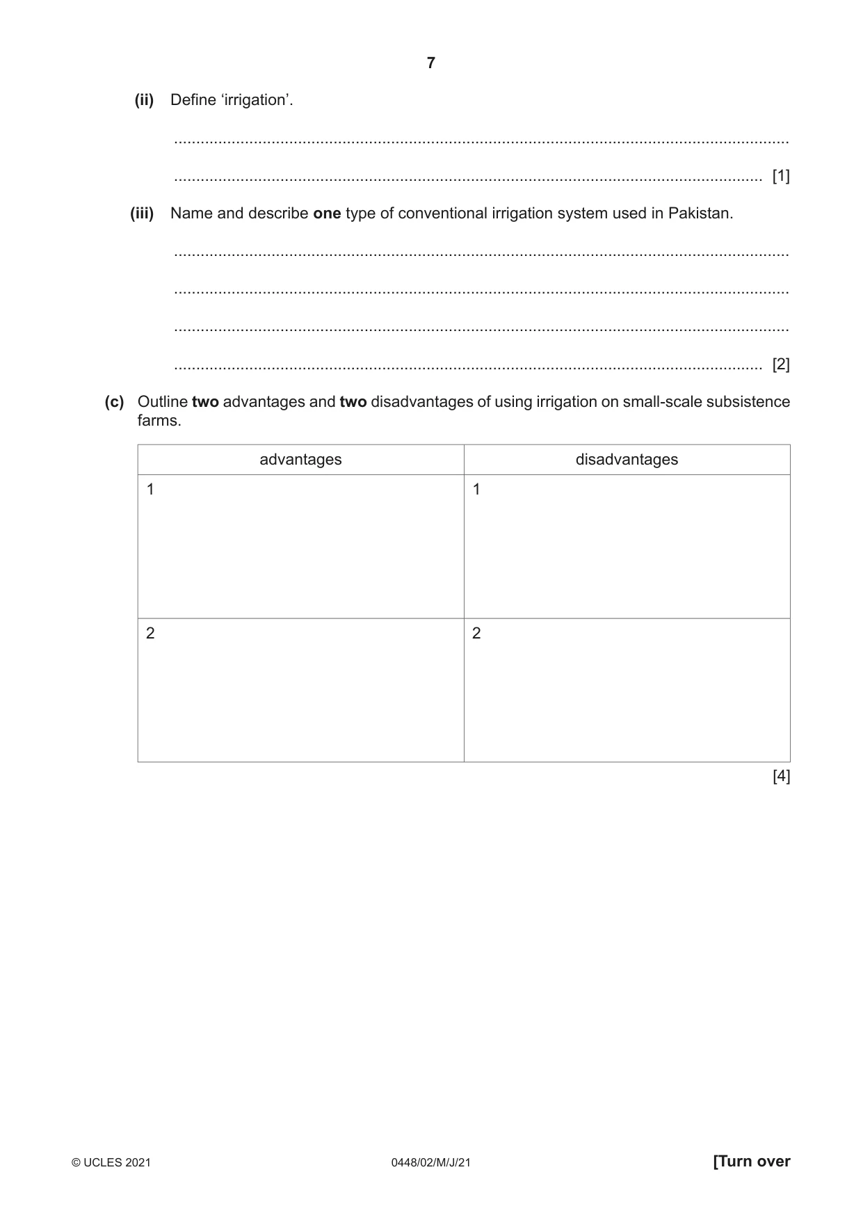 Cambridge IGCSE Pakistan Studies 0448 2021 May/June Paper 2 · Variant 0 question paper, page 7 of 20