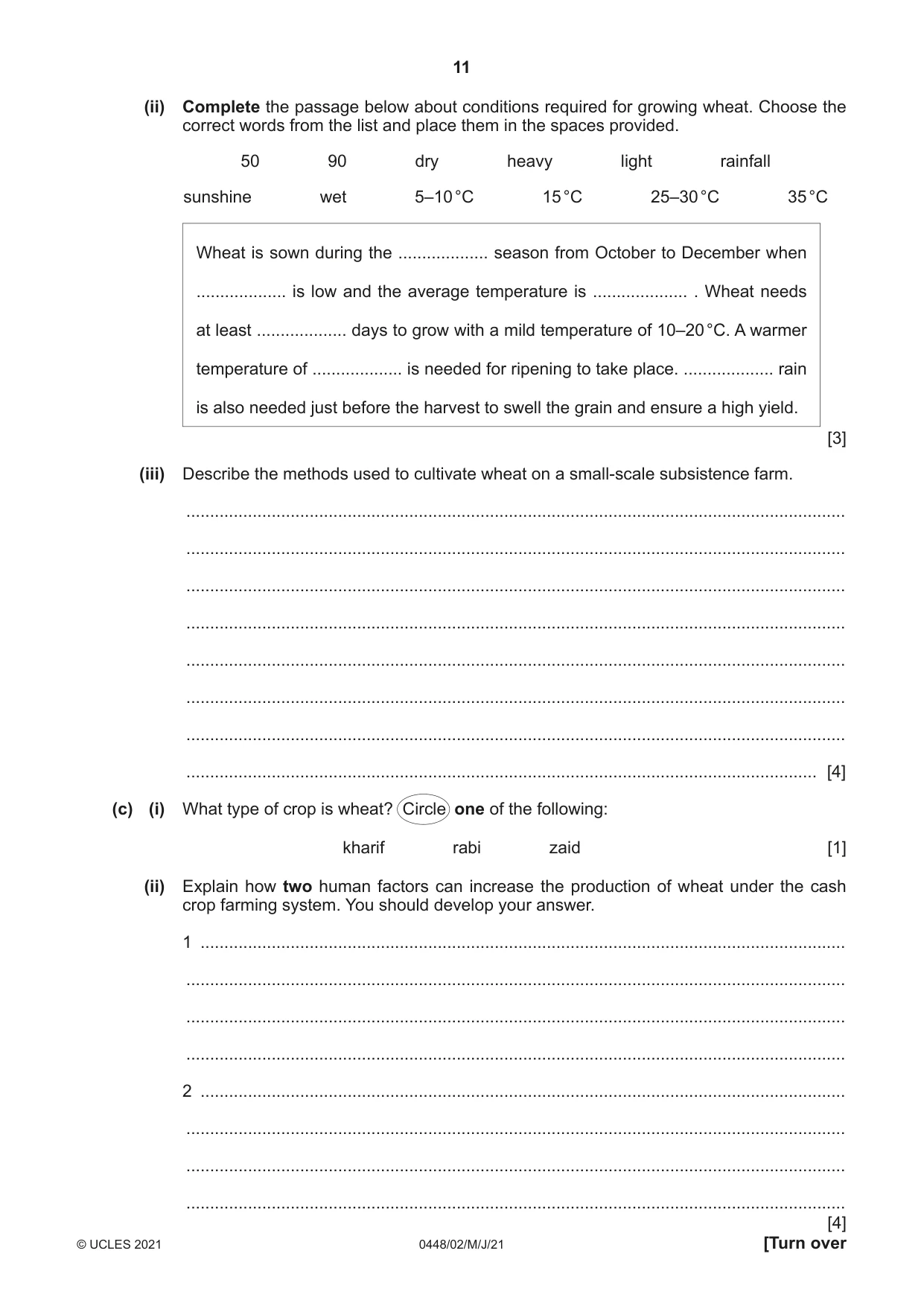 Cambridge IGCSE Pakistan Studies 0448 2021 May/June Paper 2 · Variant 0 question paper, page 11 of 20