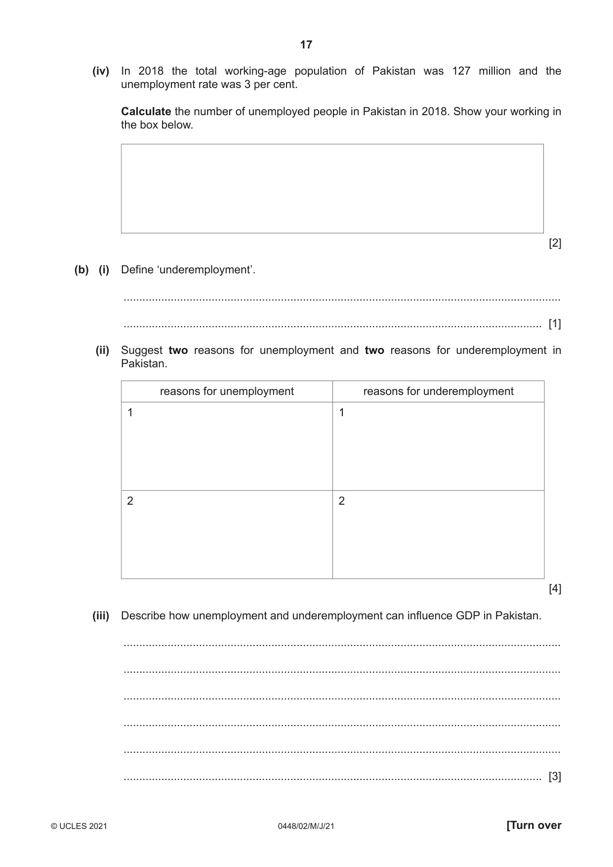 Cambridge IGCSE Pakistan Studies 0448 2021 May/June Paper 2 · Variant 0 question paper, page 17 of 20