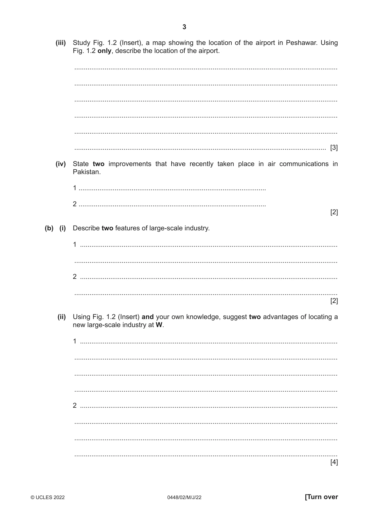 Cambridge IGCSE Pakistan Studies 0448 2022 May/June Paper 2 · Variant 0 question paper, page 3 of 20