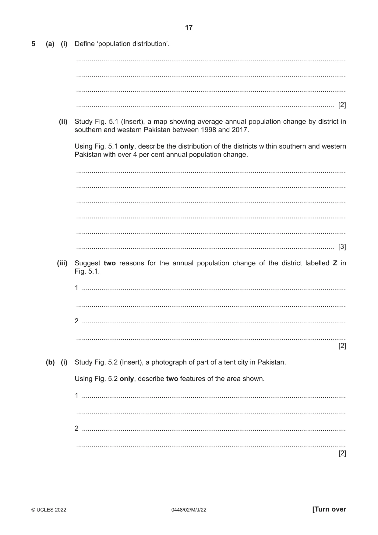 Cambridge IGCSE Pakistan Studies 0448 2022 May/June Paper 2 · Variant 0 question paper, page 17 of 20