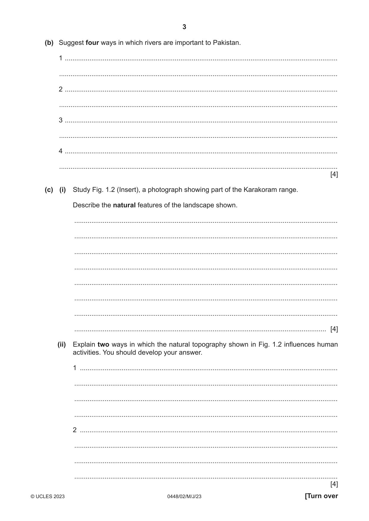Cambridge IGCSE Pakistan Studies 0448 2023 May/June Paper 2 · Variant 0 question paper, page 3 of 20