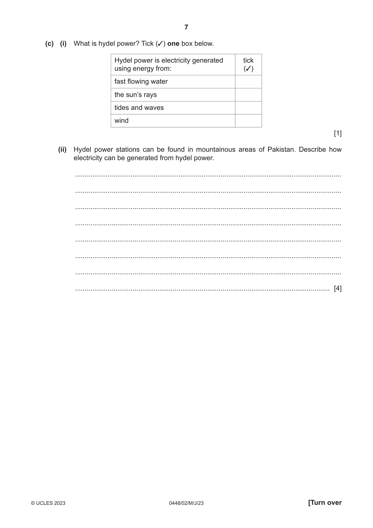 Cambridge IGCSE Pakistan Studies 0448 2023 May/June Paper 2 · Variant 0 question paper, page 7 of 20