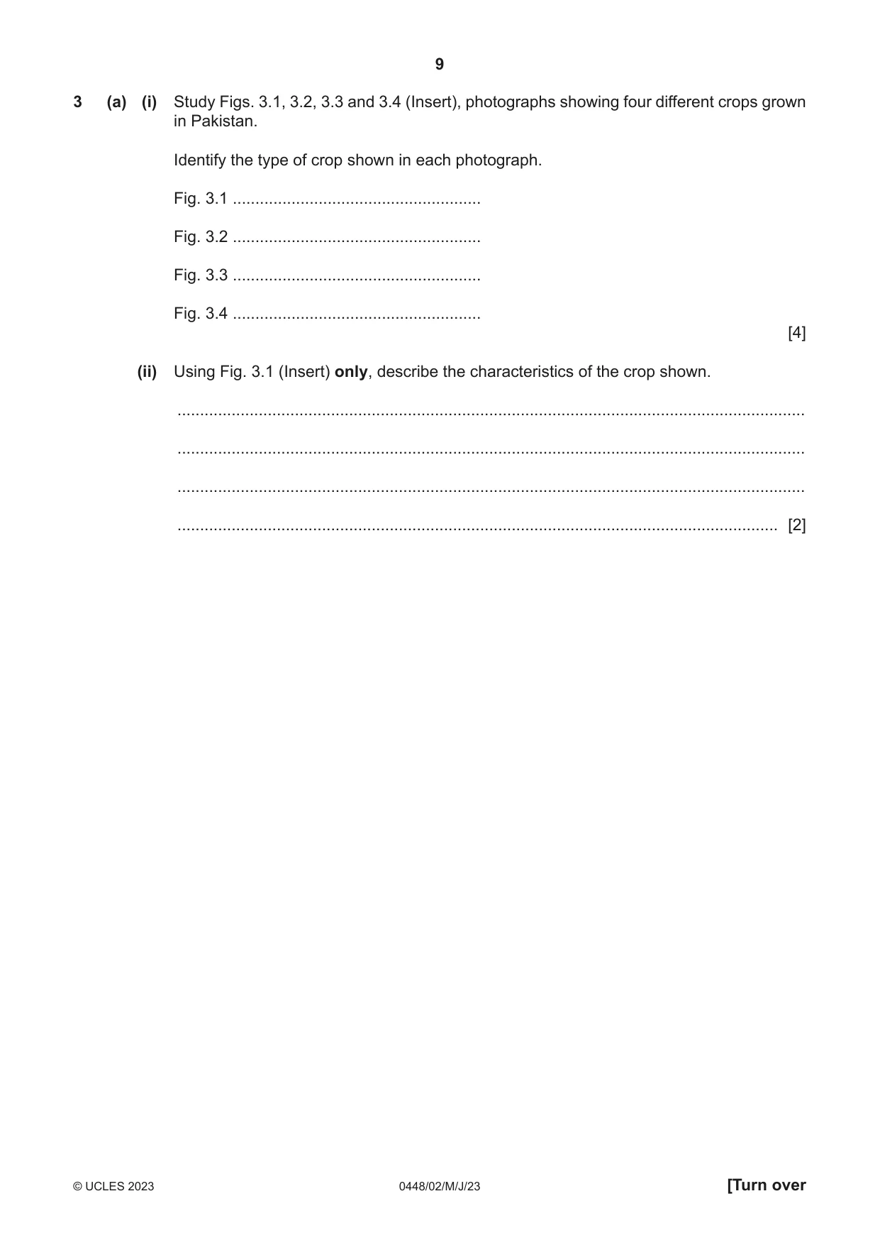 Cambridge IGCSE Pakistan Studies 0448 2023 May/June Paper 2 · Variant 0 question paper, page 9 of 20