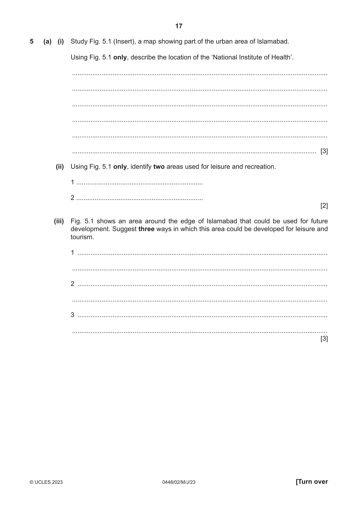 Cambridge IGCSE Pakistan Studies 0448 2023 May/June Paper 2 · Variant 0 question paper, page 17 of 20