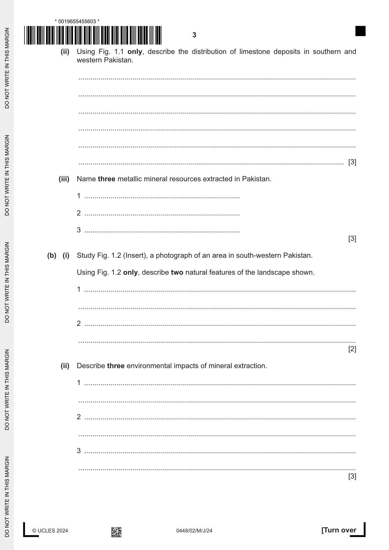 Cambridge IGCSE Pakistan Studies 0448 2024 May/June Paper 2 · Variant 0 question paper, page 3 of 28