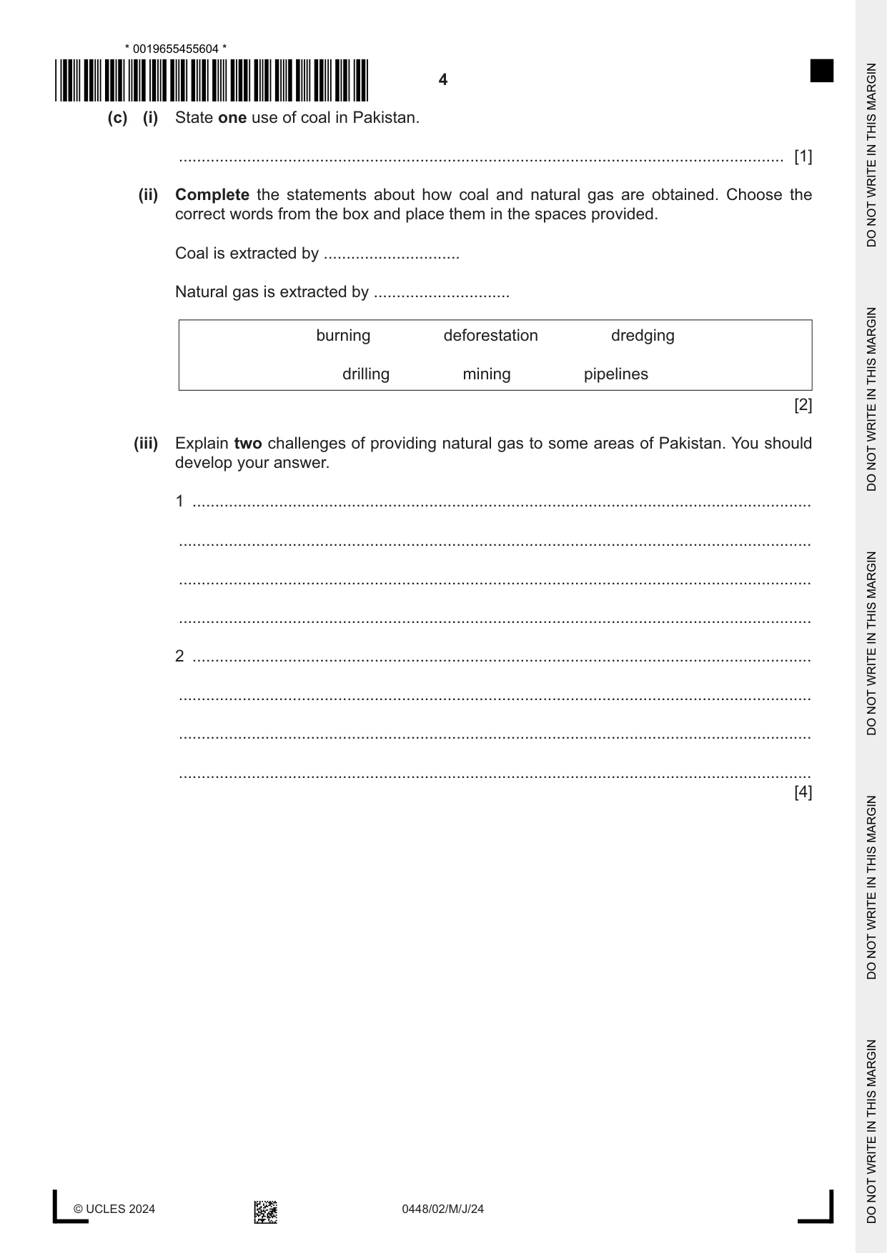 Cambridge IGCSE Pakistan Studies 0448 2024 May/June Paper 2 · Variant 0 question paper, page 4 of 28