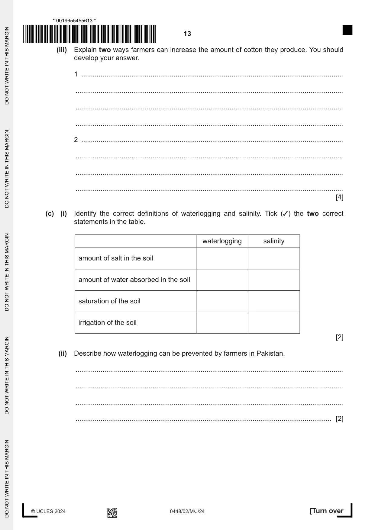 Cambridge IGCSE Pakistan Studies 0448 2024 May/June Paper 2 · Variant 0 question paper, page 13 of 28