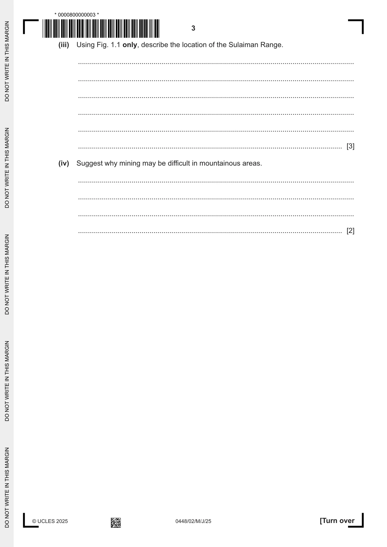 Cambridge IGCSE Pakistan Studies 0448 2025 May/June Paper 2 · Variant 0 question paper, page 3 of 28