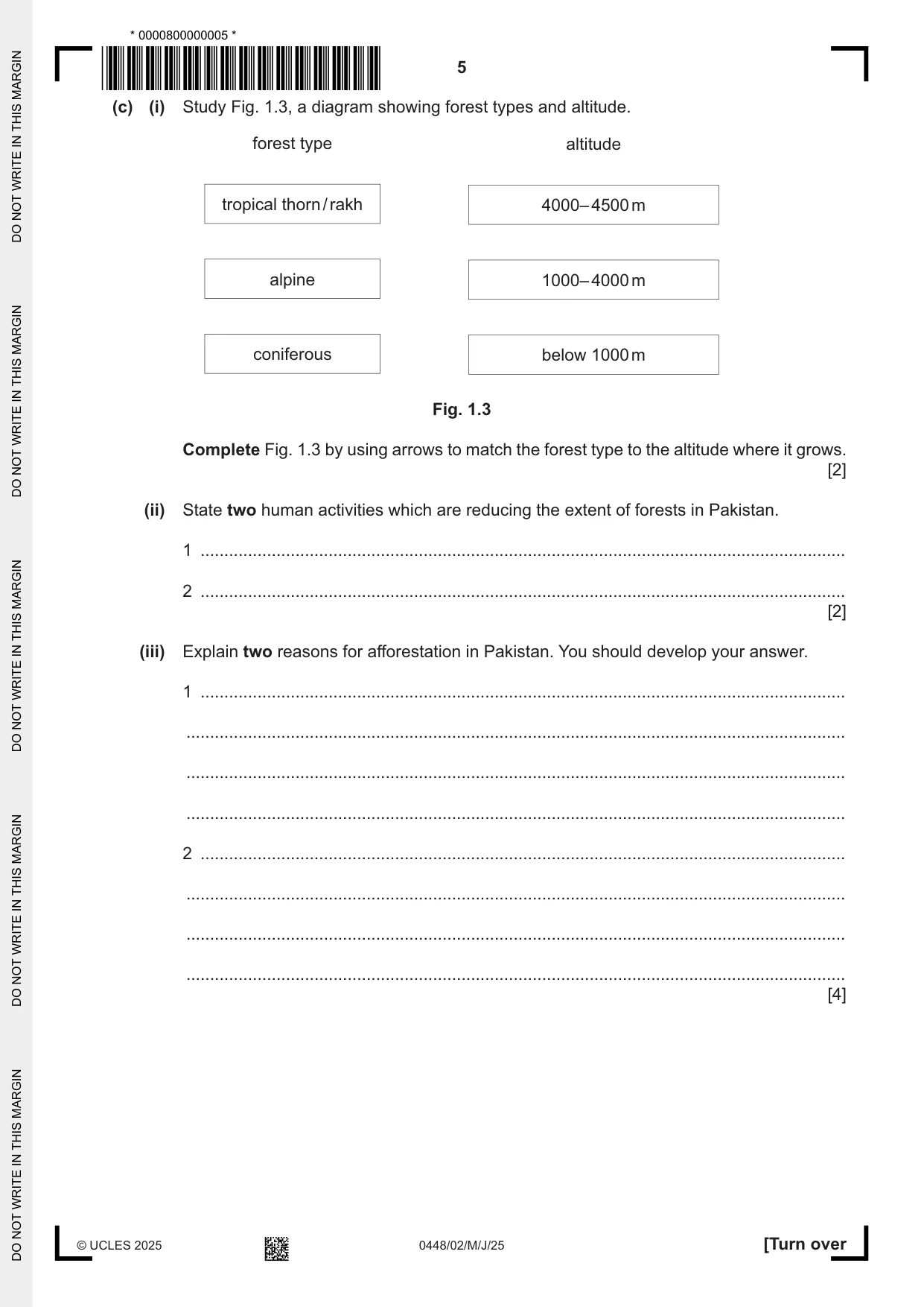 Cambridge IGCSE Pakistan Studies 0448 2025 May/June Paper 2 · Variant 0 question paper, page 5 of 28