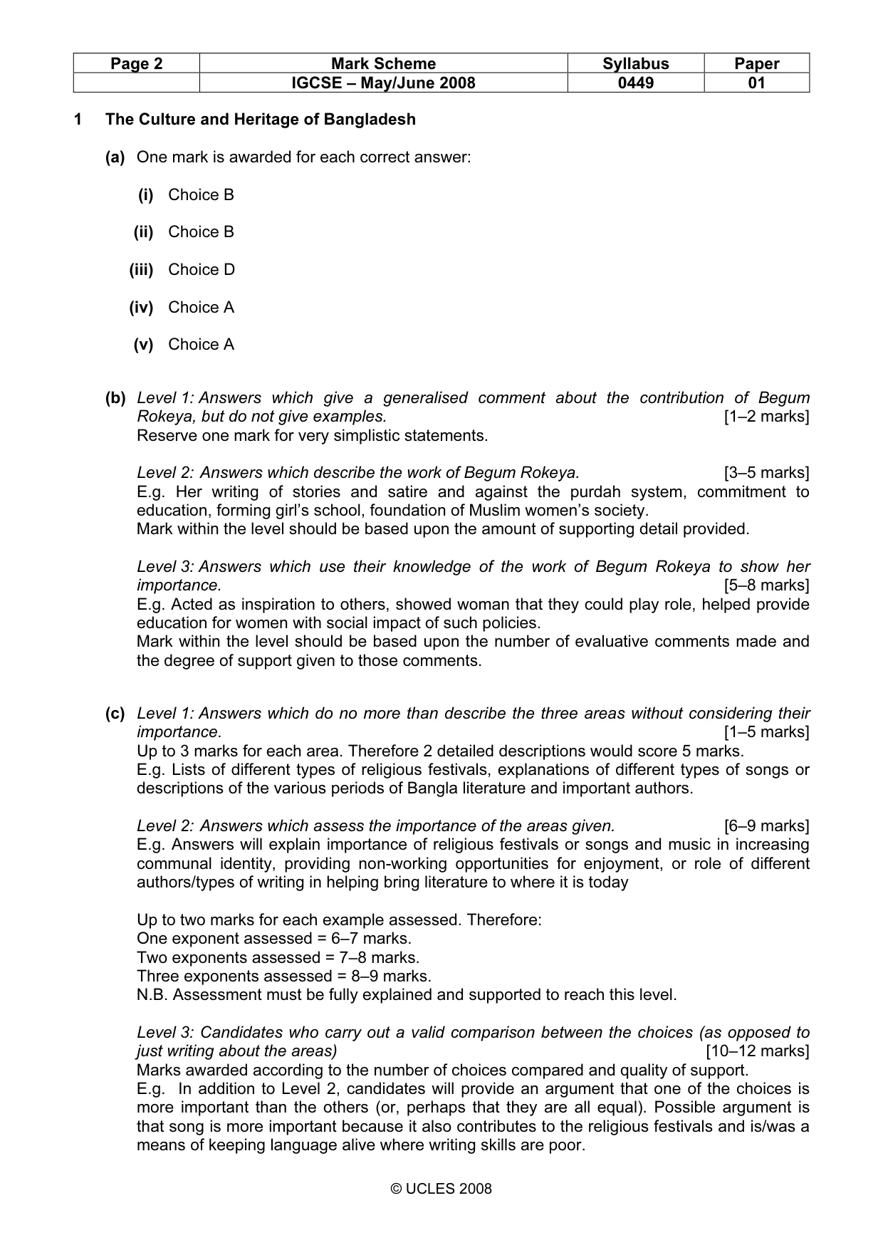 Mark scheme, page 2 of 6