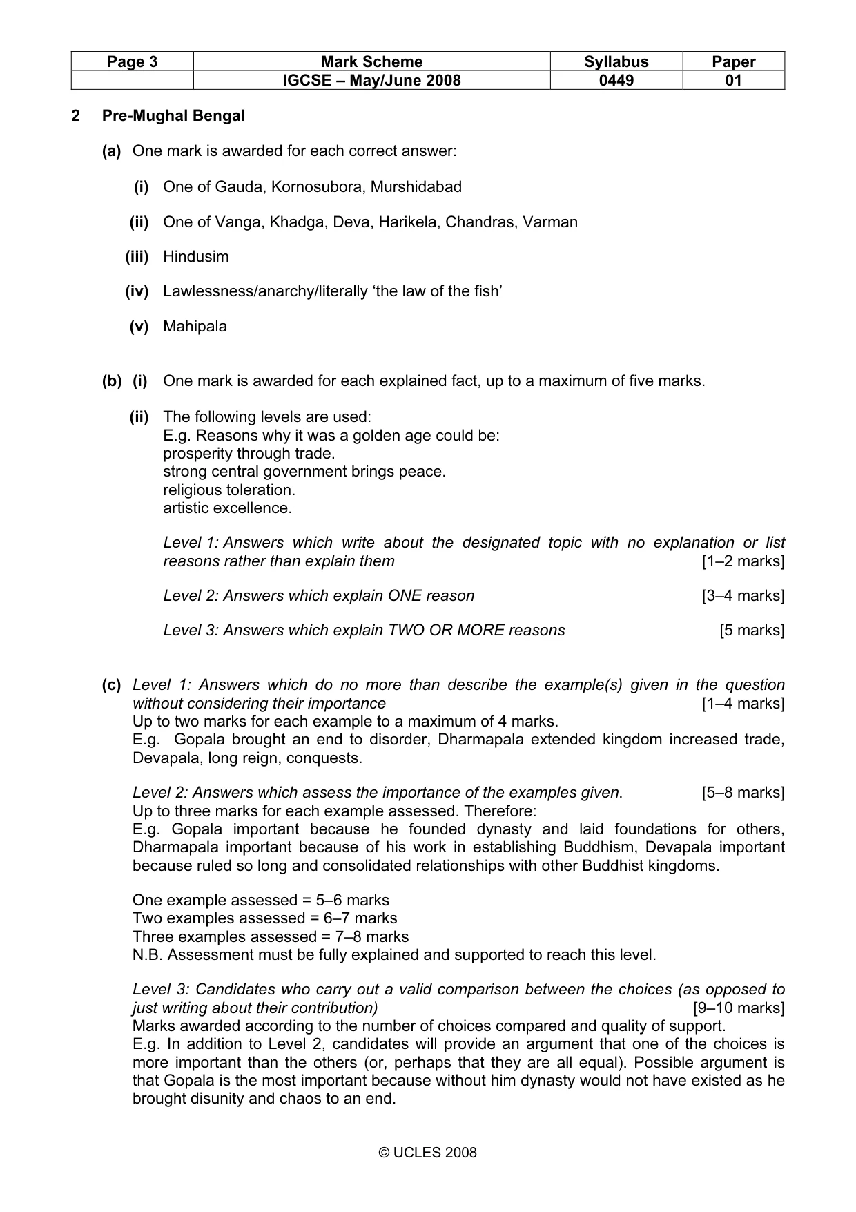 Mark scheme, page 3 of 6