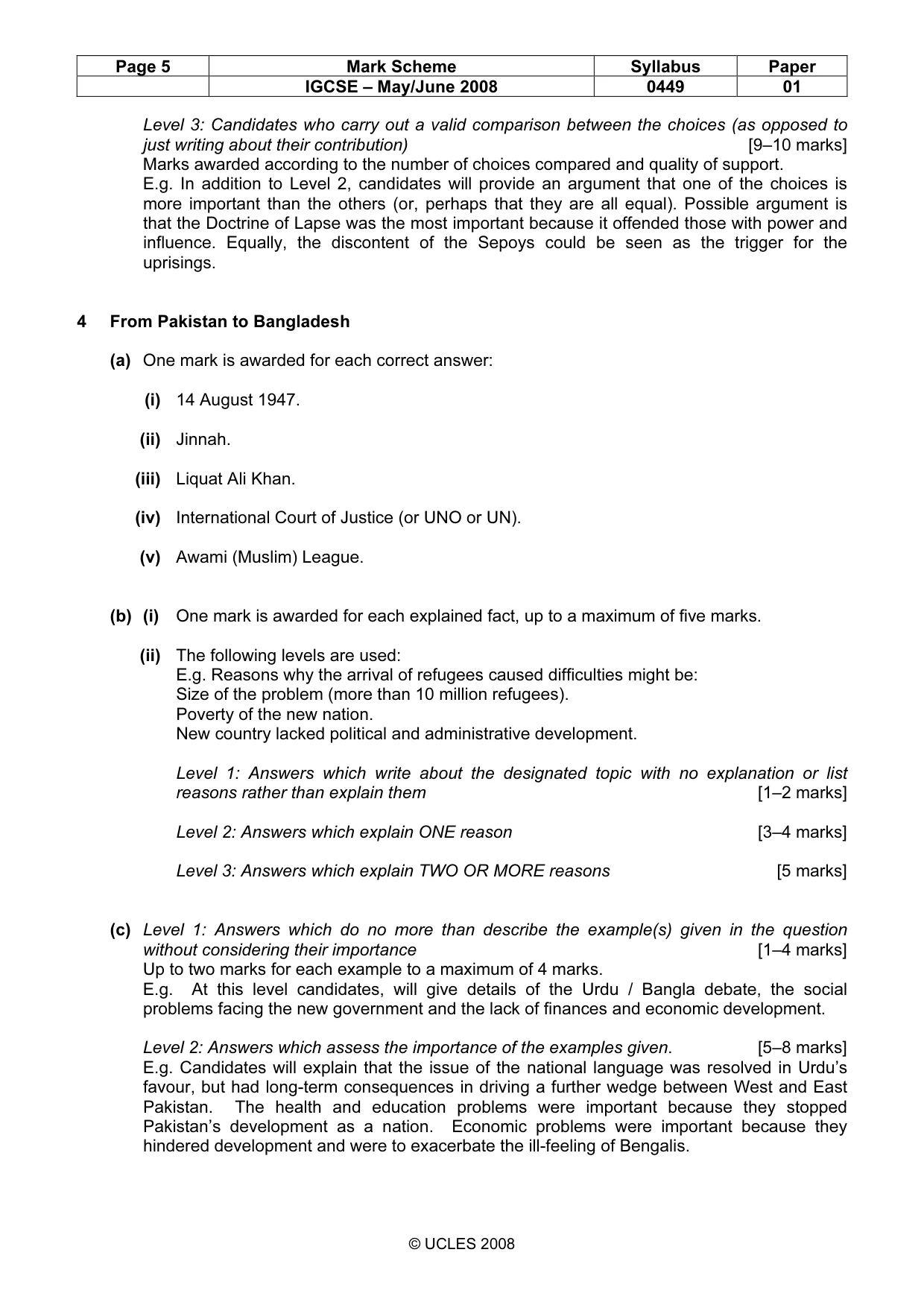 Mark scheme, page 5 of 6
