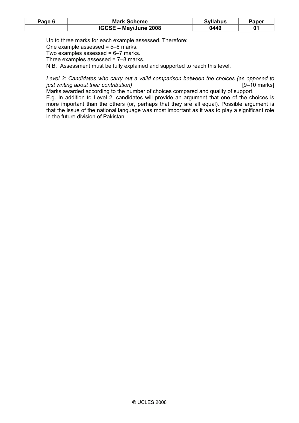 Mark scheme, page 6 of 6
