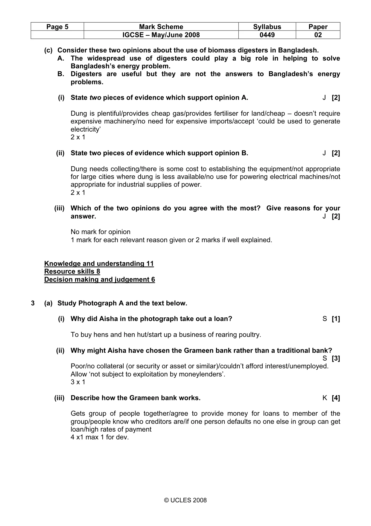Mark scheme, page 5 of 10