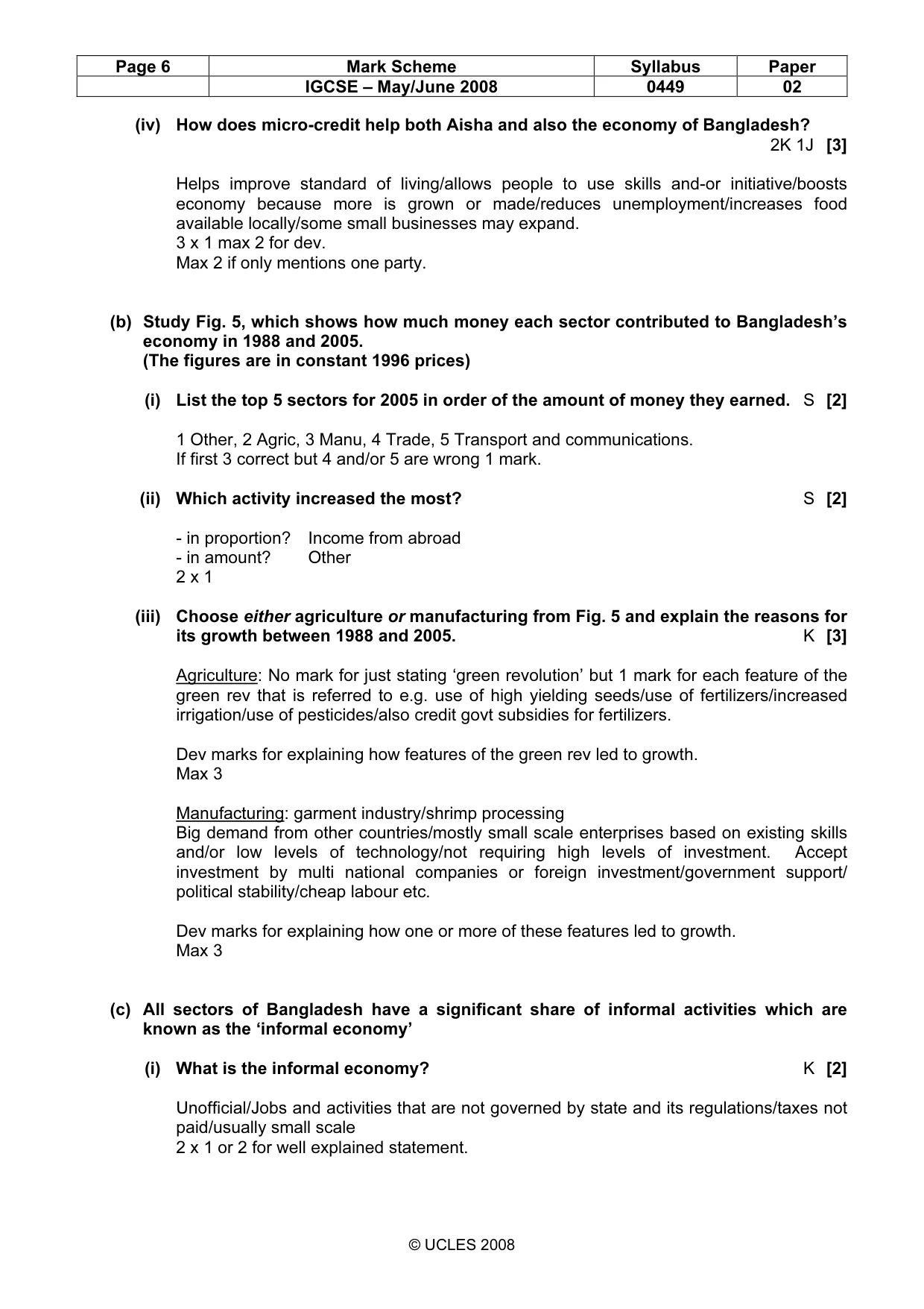 Mark scheme, page 6 of 10