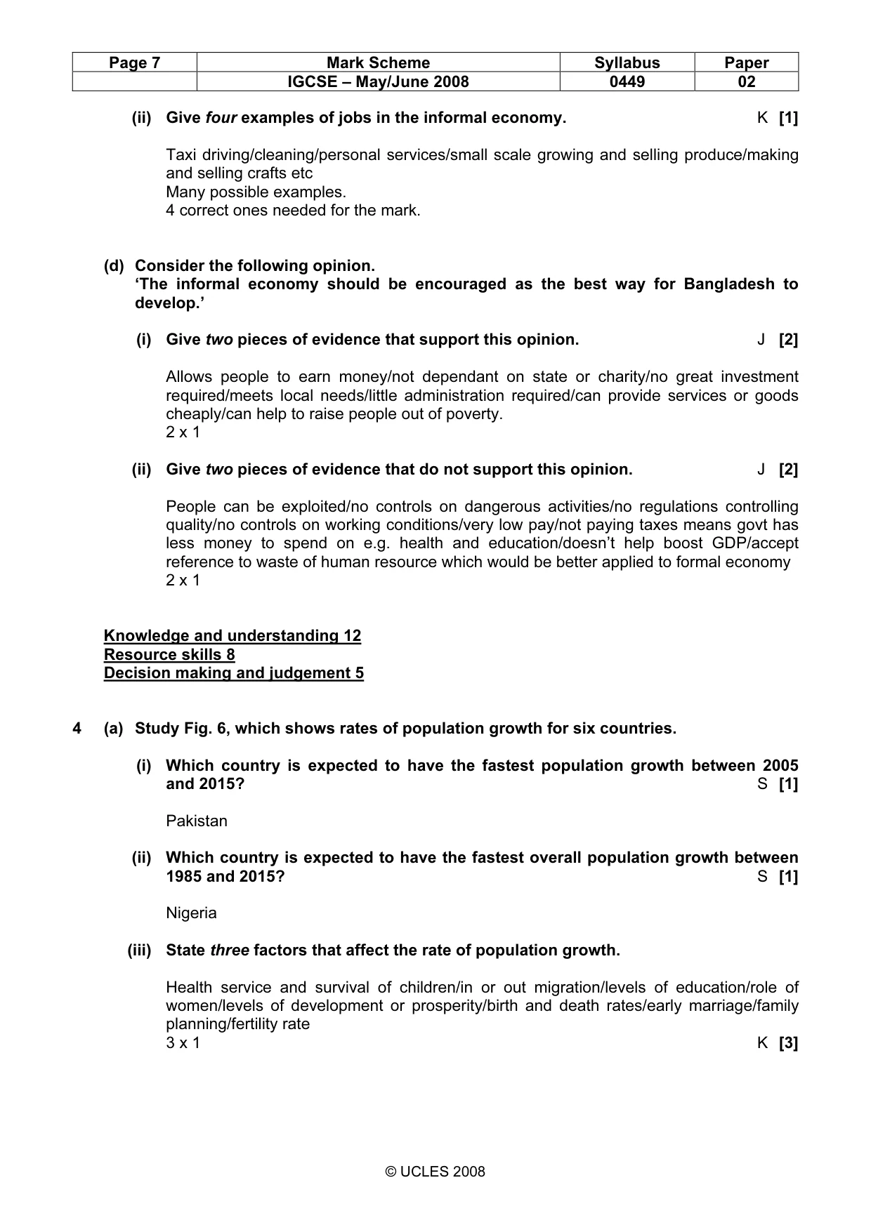 Mark scheme, page 7 of 10