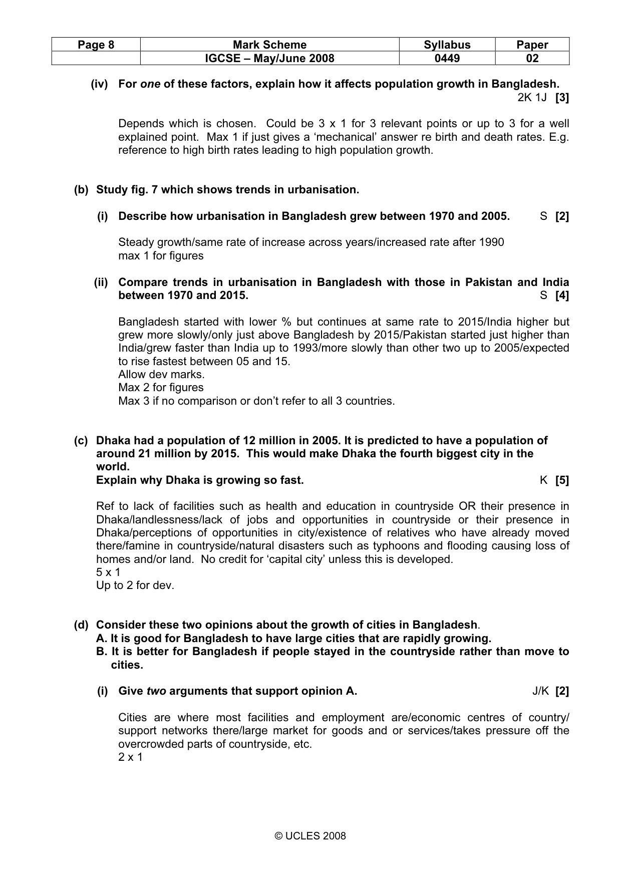 Mark scheme, page 8 of 10