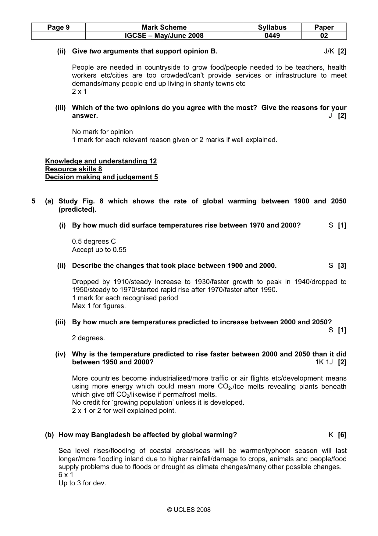 Mark scheme, page 9 of 10