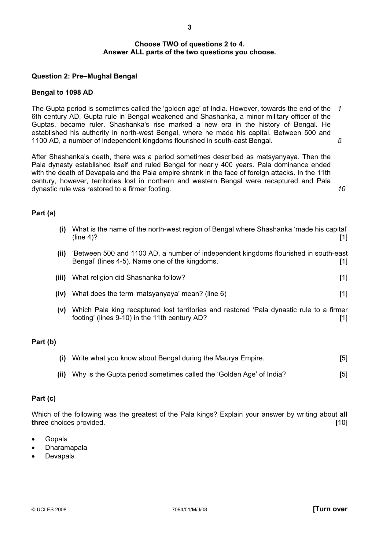Cambridge IGCSE Bangladesh Studies 0449 2008 May/June Paper 1 · Variant 1 question paper, page 3 of 8