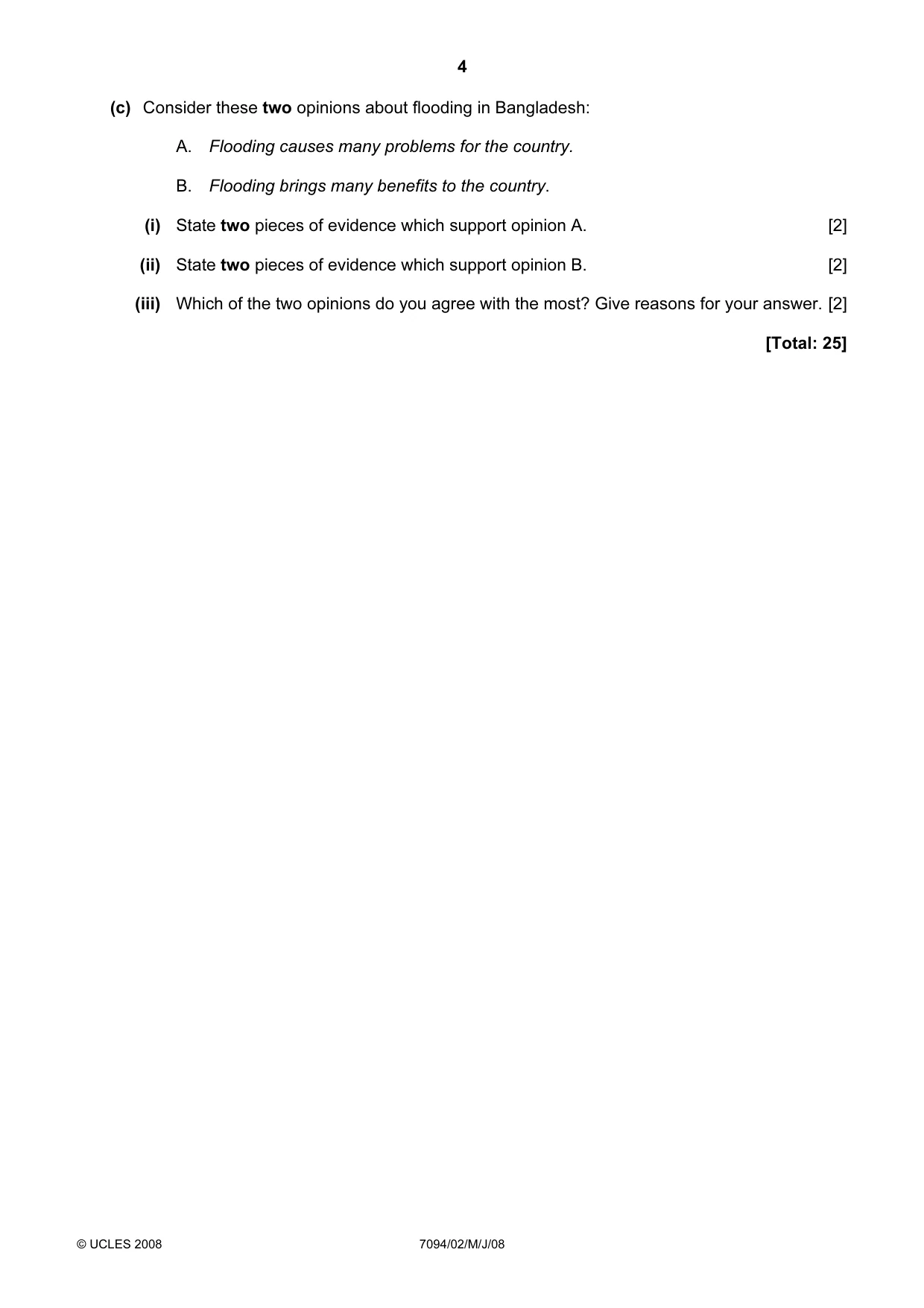 Cambridge IGCSE Bangladesh Studies 0449 2008 May/June Paper 2 · Variant 1 question paper, page 4 of 16