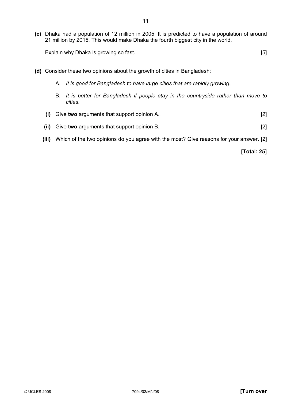 Cambridge IGCSE Bangladesh Studies 0449 2008 May/June Paper 2 · Variant 1 question paper, page 11 of 16