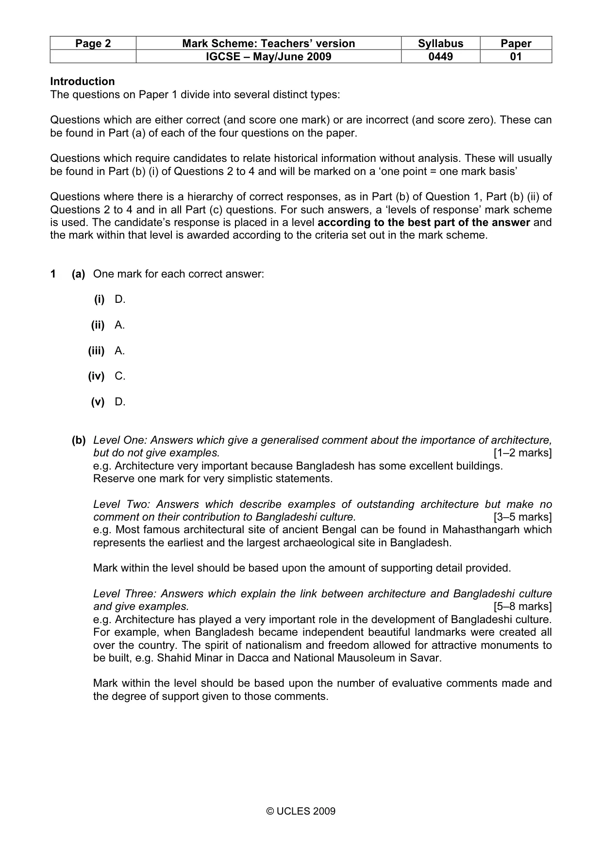 Mark scheme, page 2 of 6