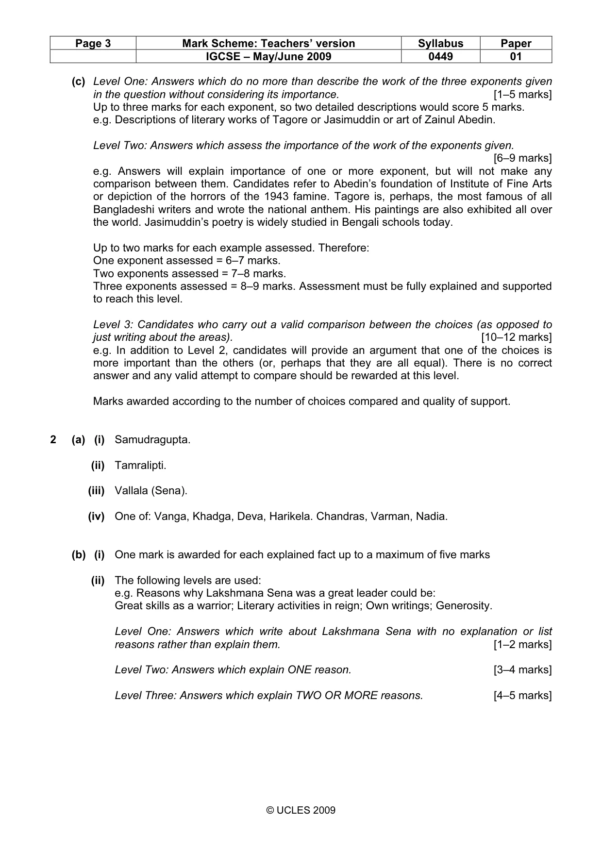 Mark scheme, page 3 of 6