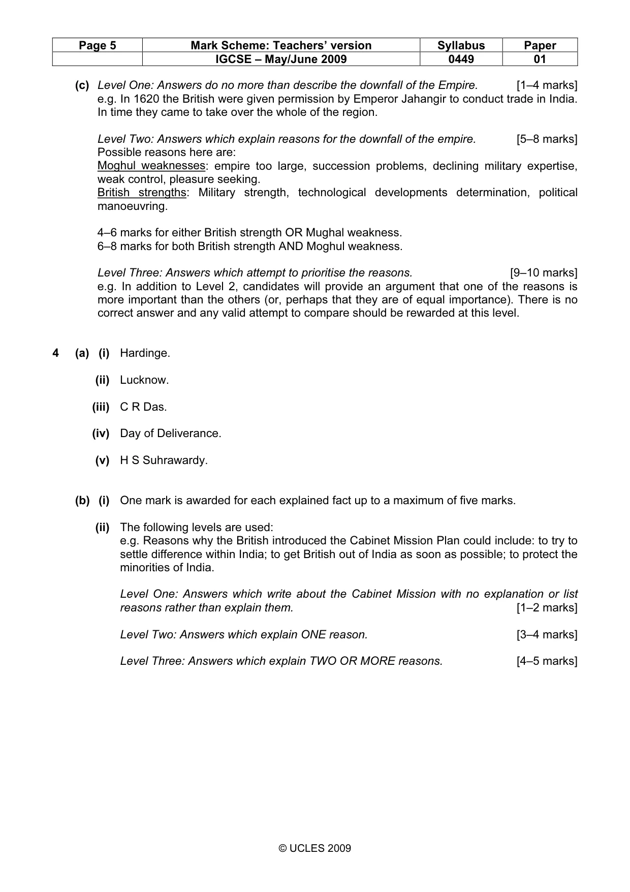 Mark scheme, page 5 of 6