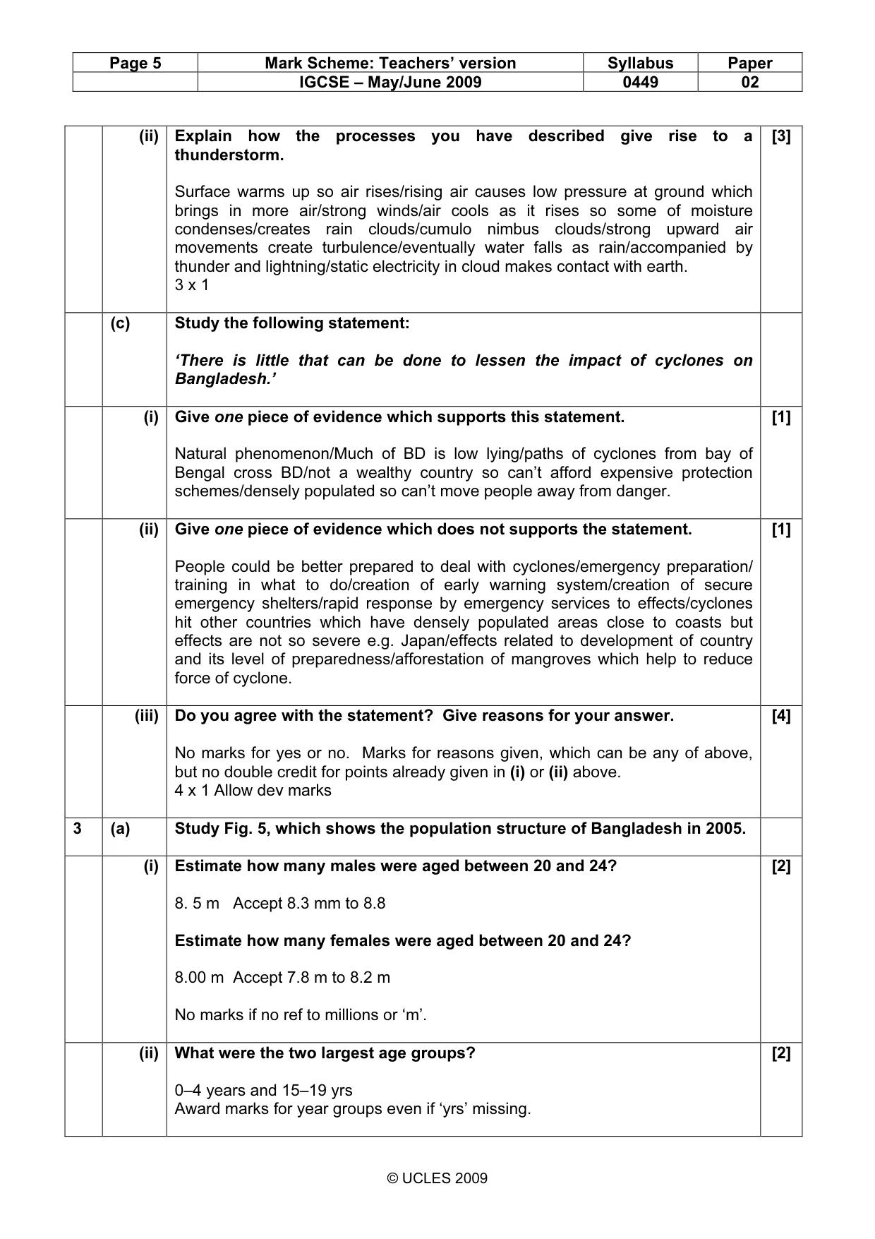 Mark scheme, page 5 of 11