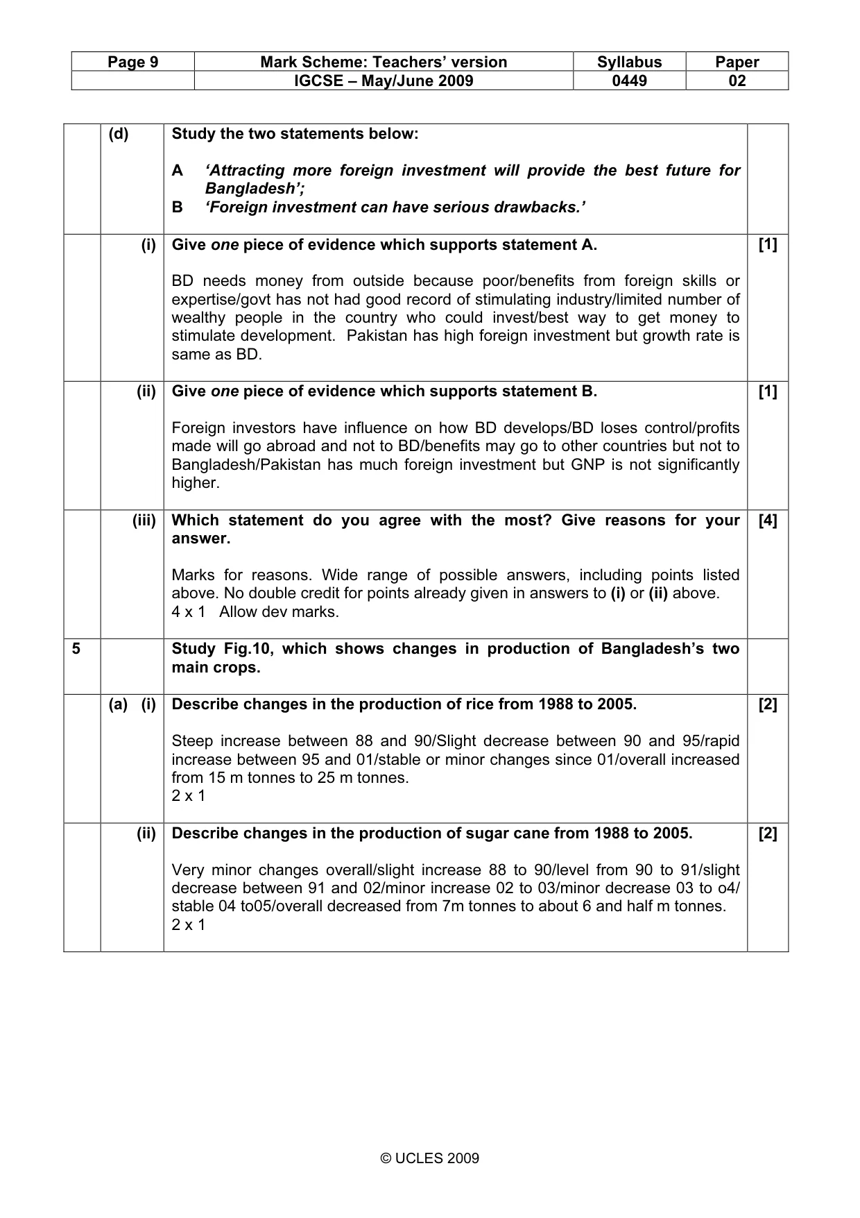 Mark scheme, page 9 of 11