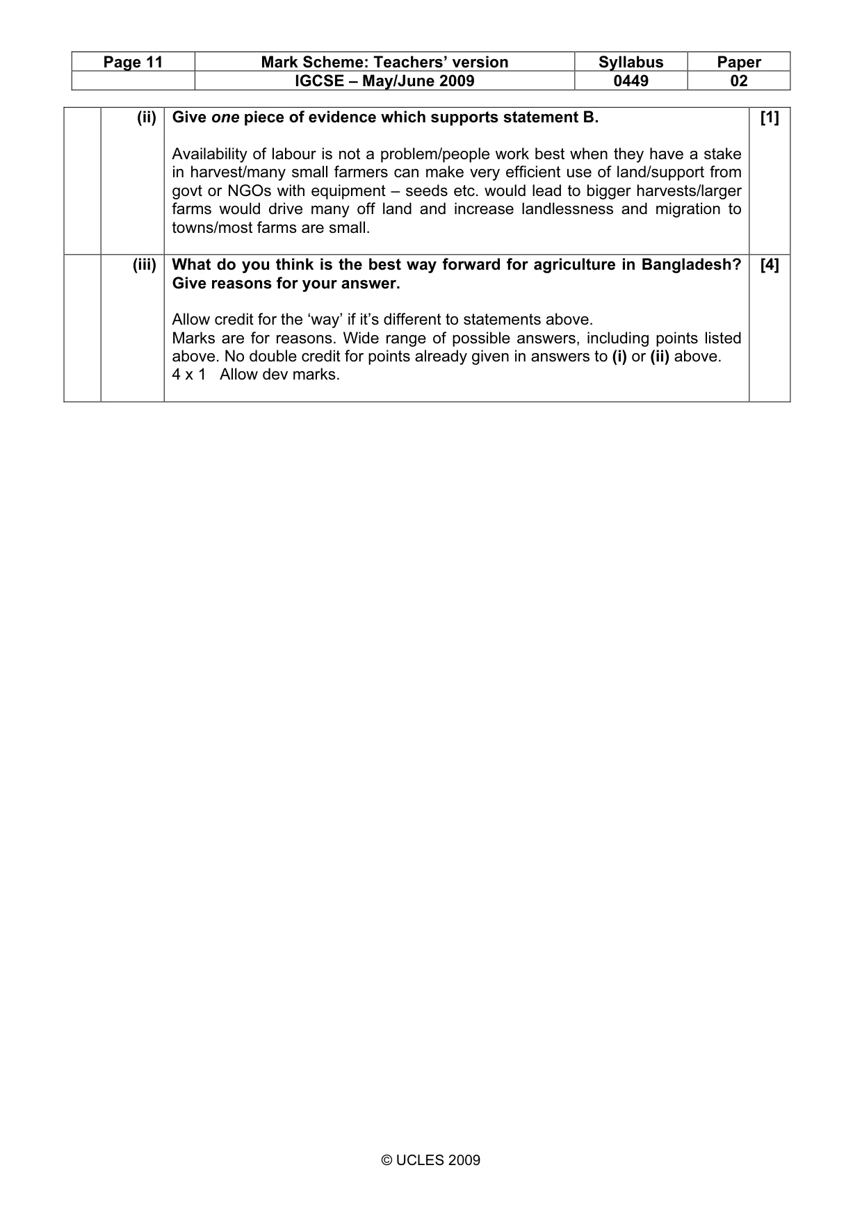 Mark scheme, page 11 of 11